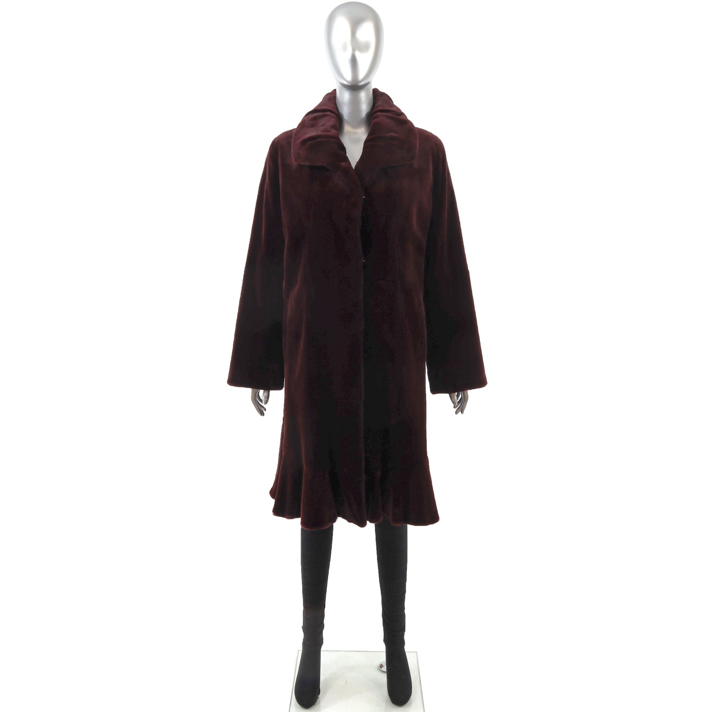 Neiman Marcus/ Feraud Burgundy Sheared Mink Coat- Size S