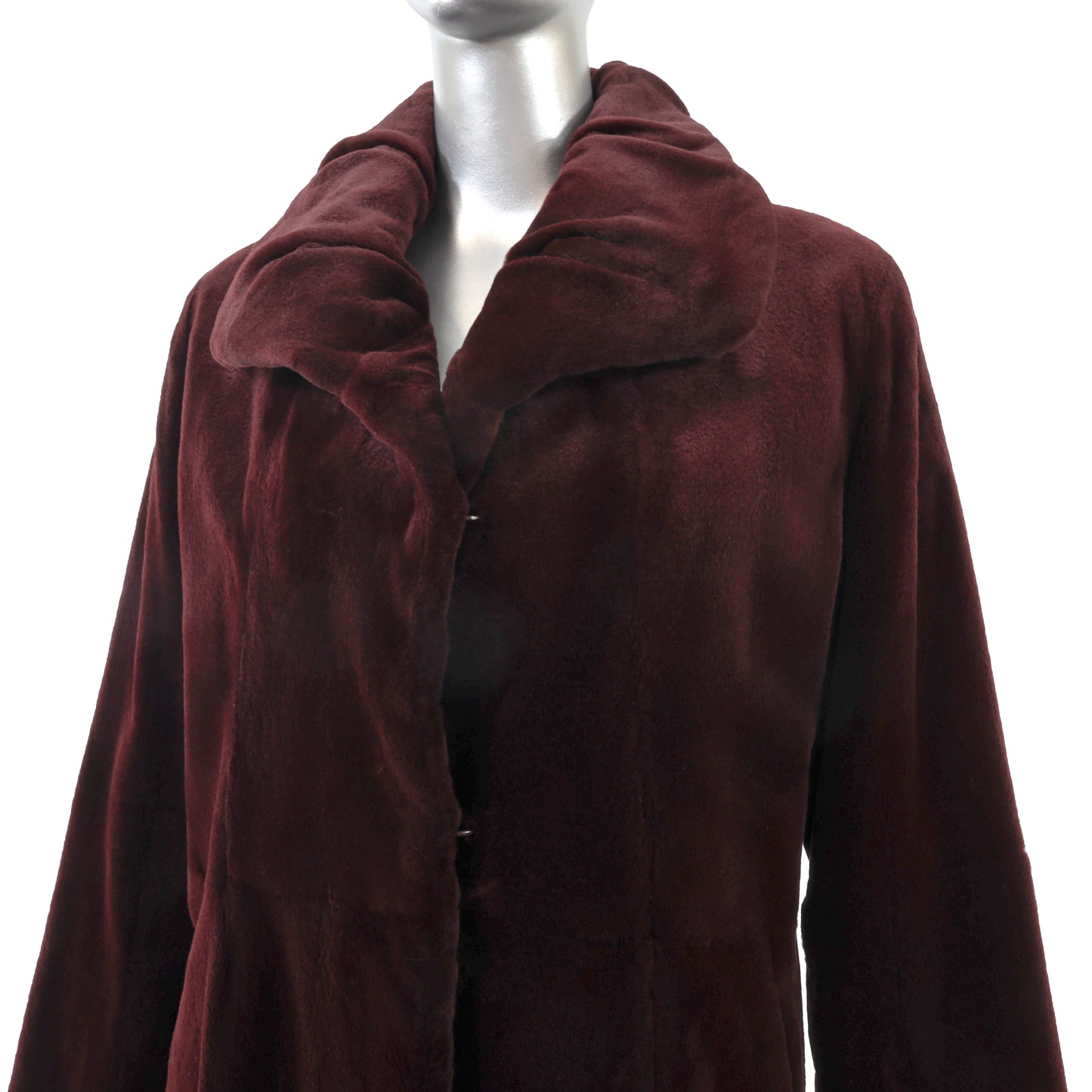 Neiman Marcus/ Feraud Burgundy Sheared Mink Coat- Size S