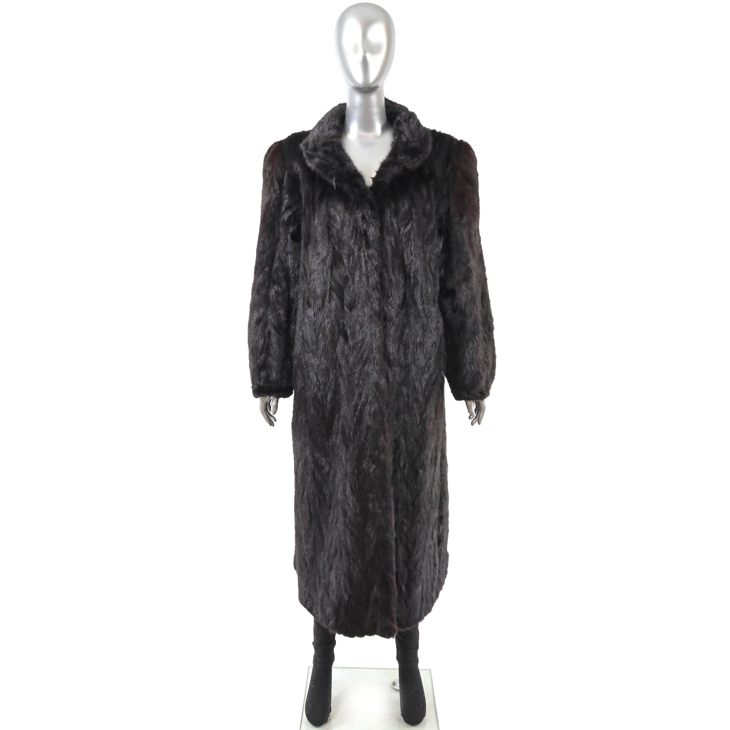 Dark Brown Section Mink Coat- Size XXL