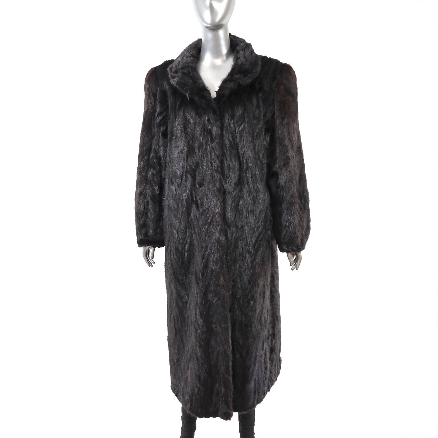 Dark Brown Section Mink Coat- Size XXL
