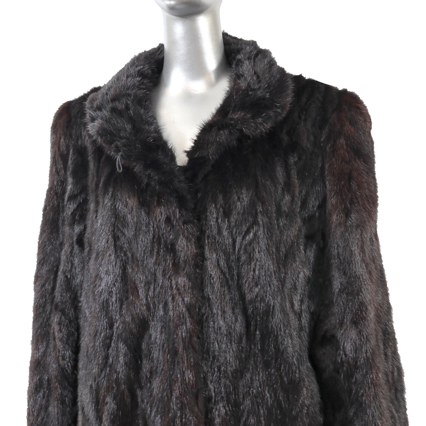 Dark Brown Section Mink Coat- Size XXL