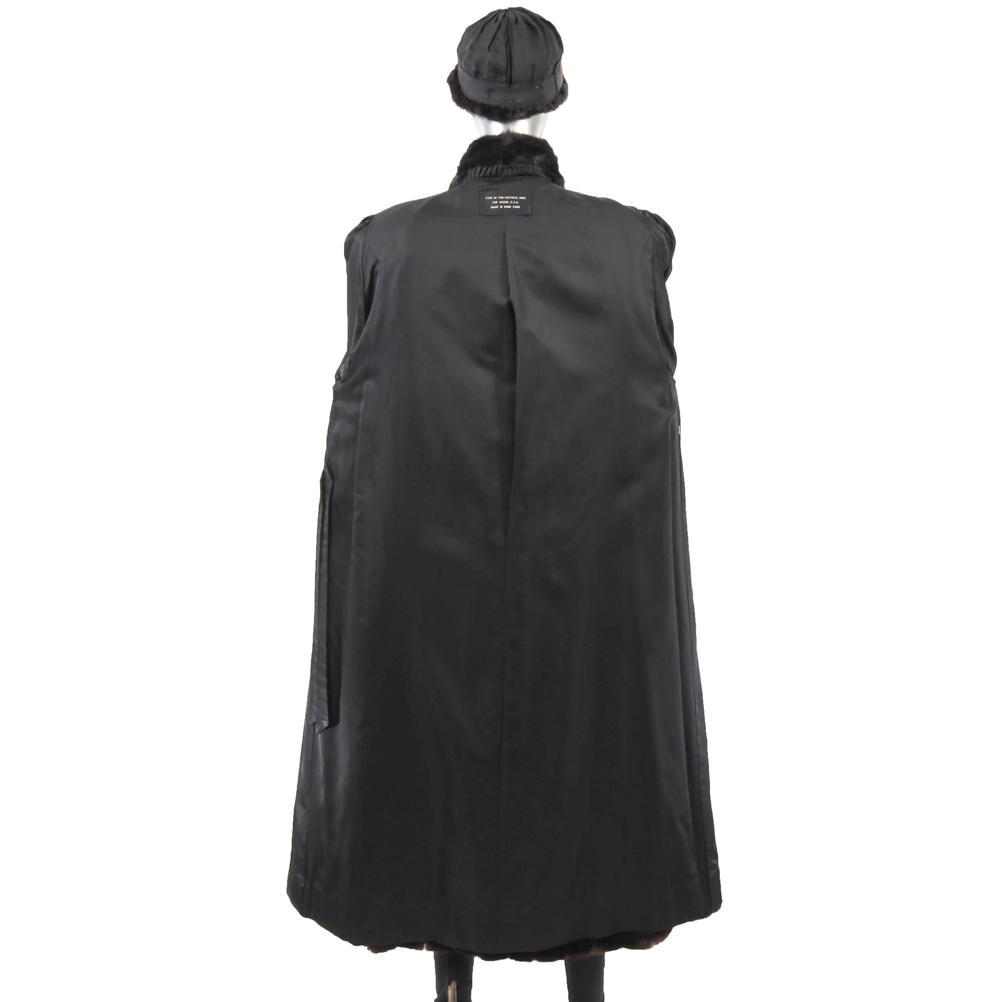 Black Mink Coat with Matching Hat- Size XL
