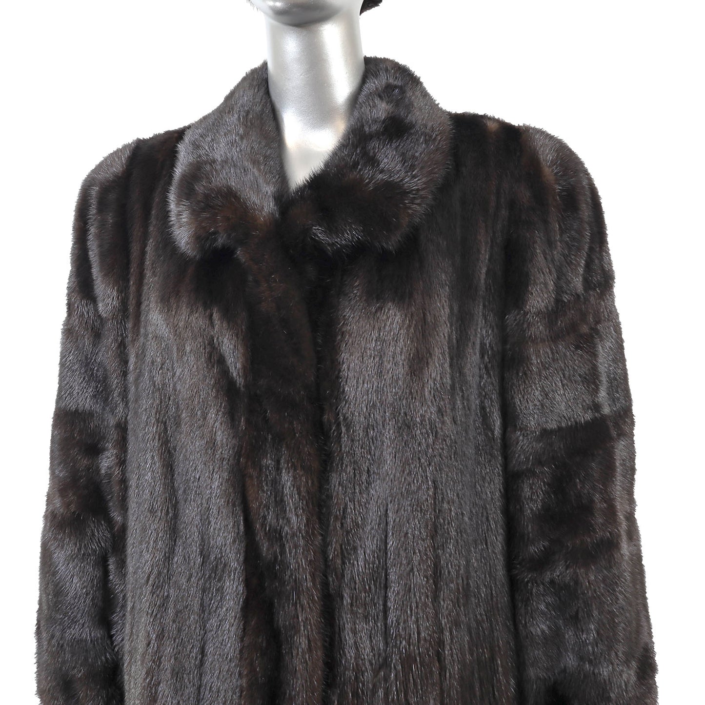 Black Mink Coat with Matching Hat- Size XL