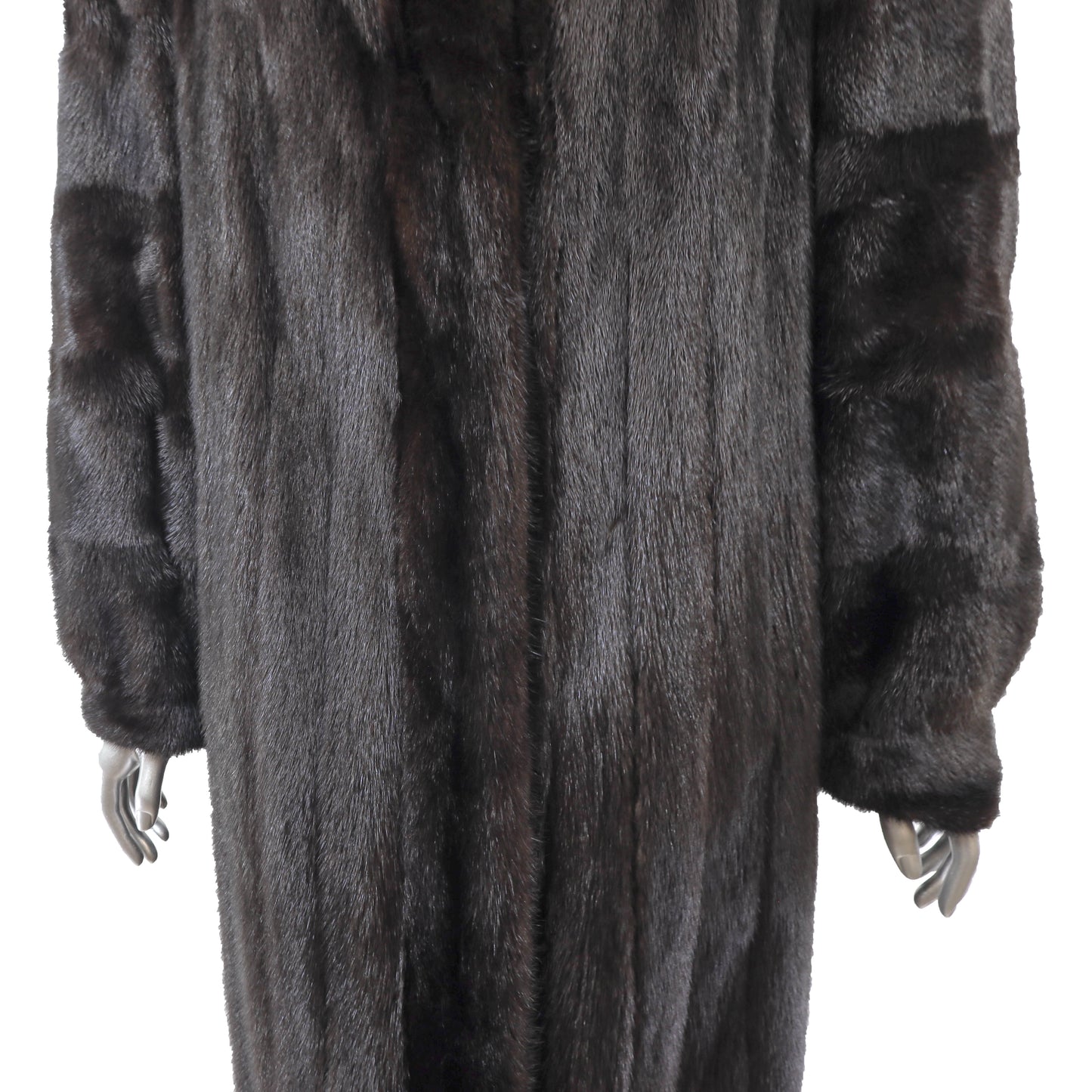 Black Mink Coat with Matching Hat- Size XL