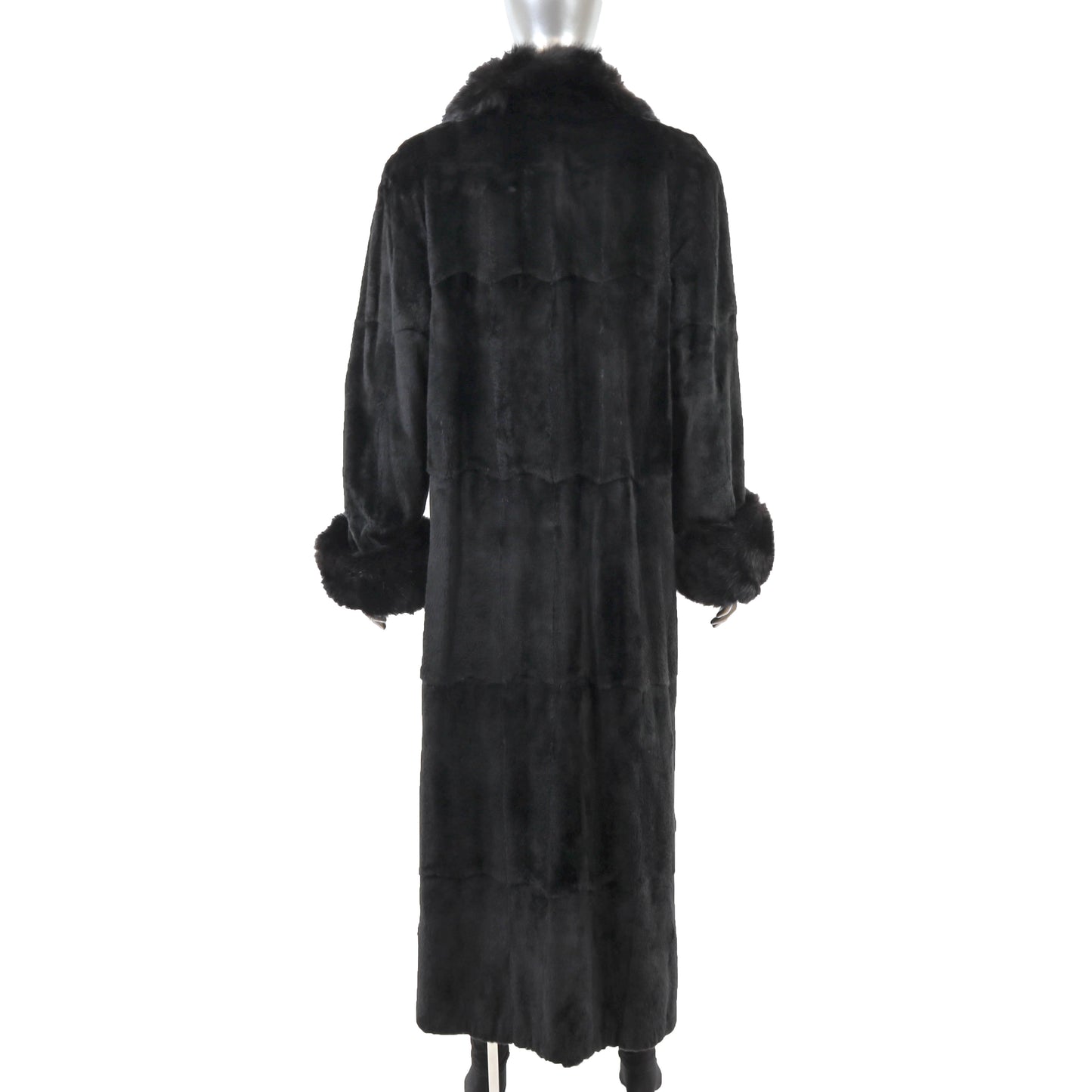 Black Sheared Mink Coat Reversible to Taffeta with Sable Trim- Size M
