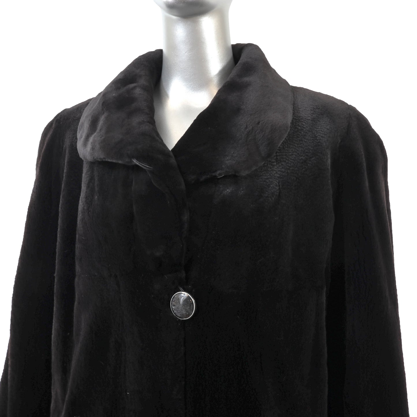 Black Sheared Mink Coat Reversible to Taffeta- Size L