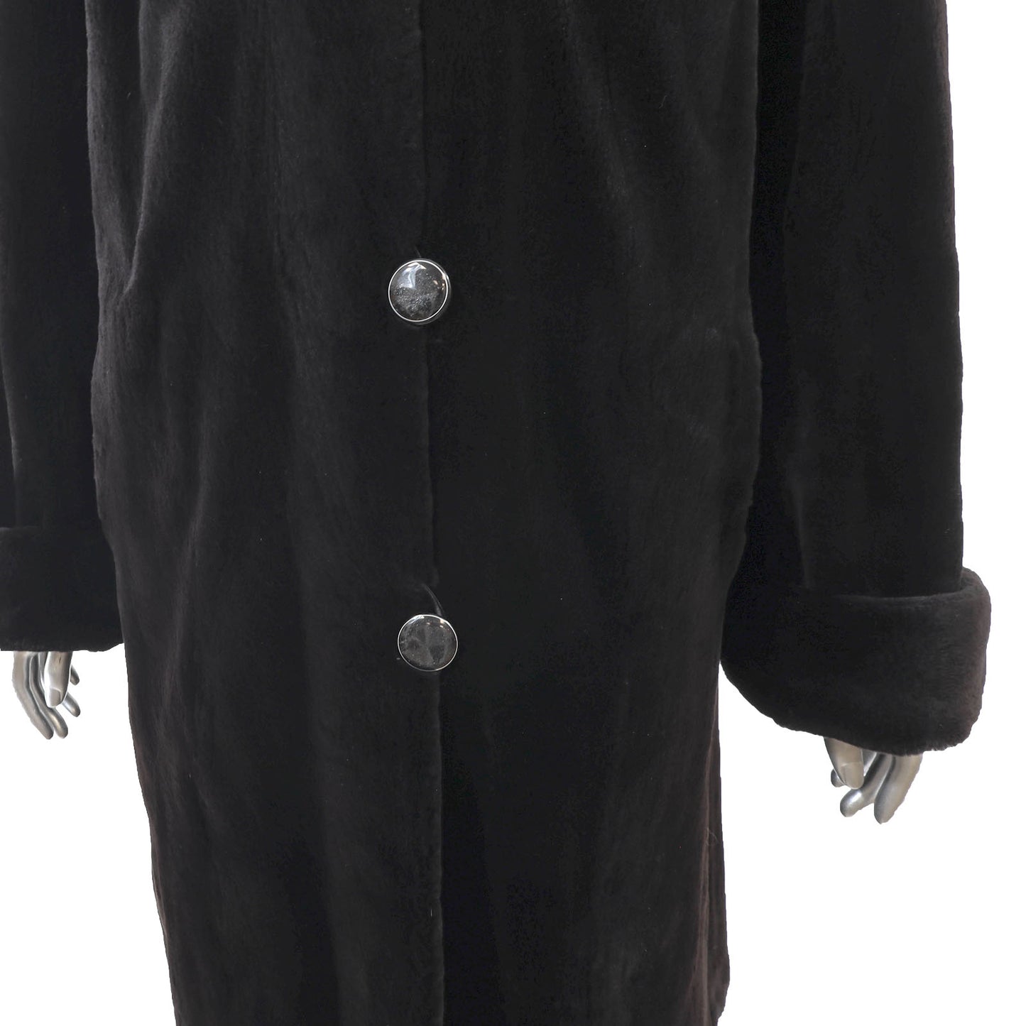 Black Sheared Mink Coat Reversible to Taffeta- Size L