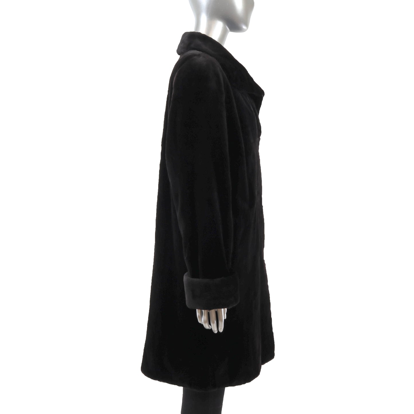 Black Sheared Mink Coat Reversible to Taffeta- Size L