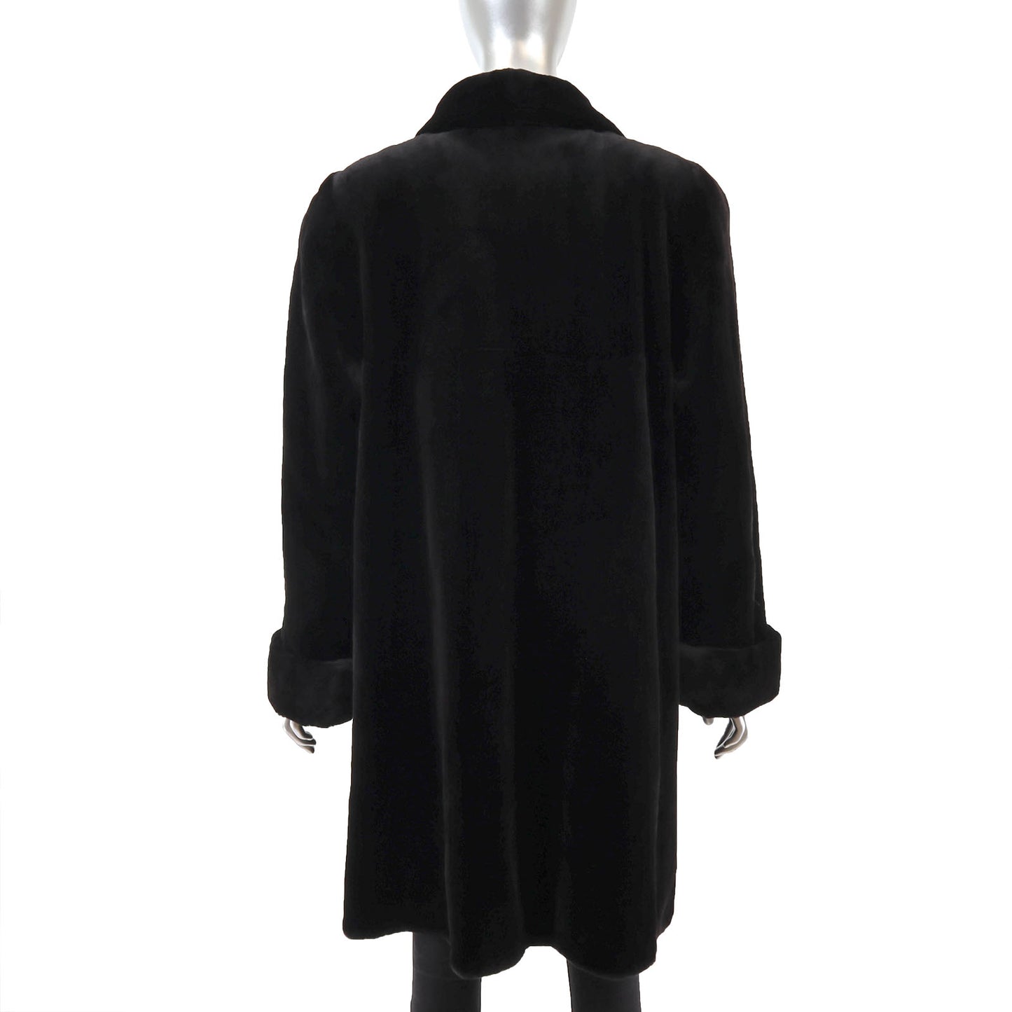 Black Sheared Mink Coat Reversible to Taffeta- Size L