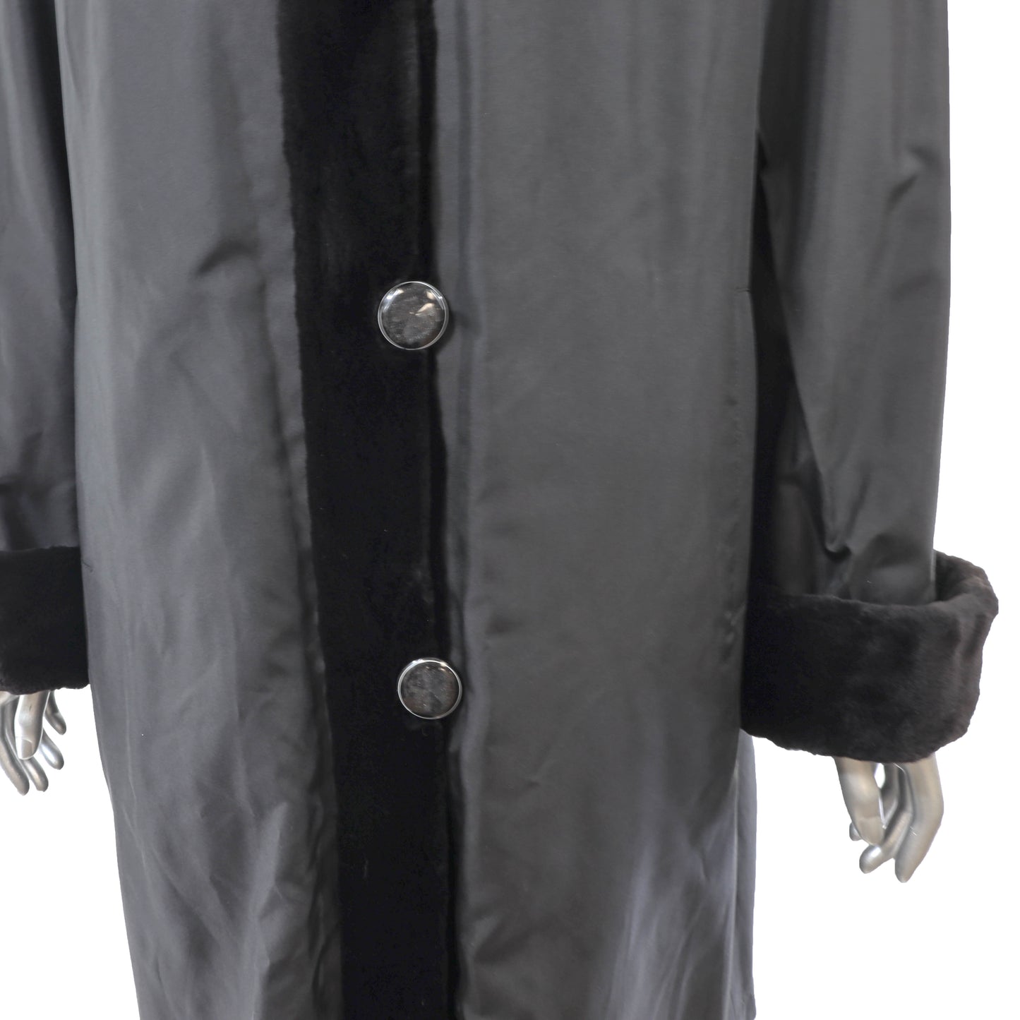 Black Sheared Mink Coat Reversible to Taffeta- Size L