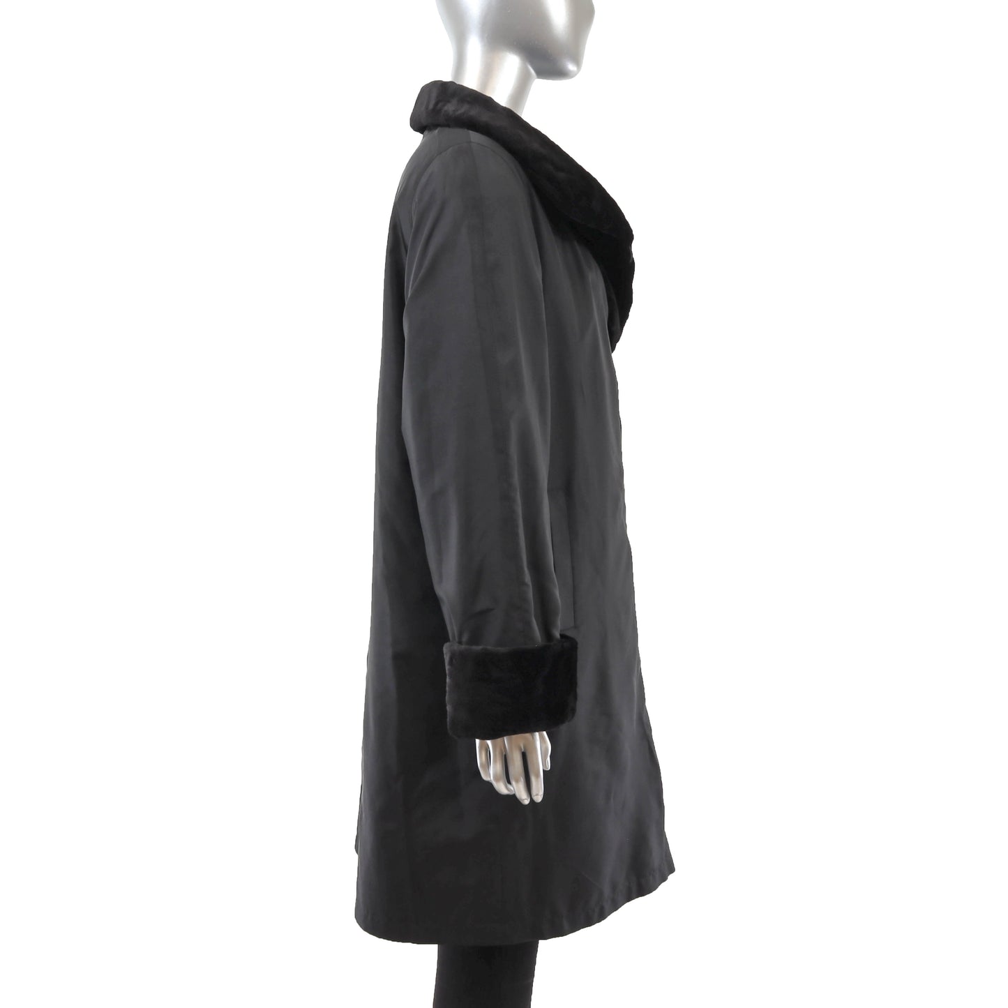 Black Sheared Mink Coat Reversible to Taffeta- Size L
