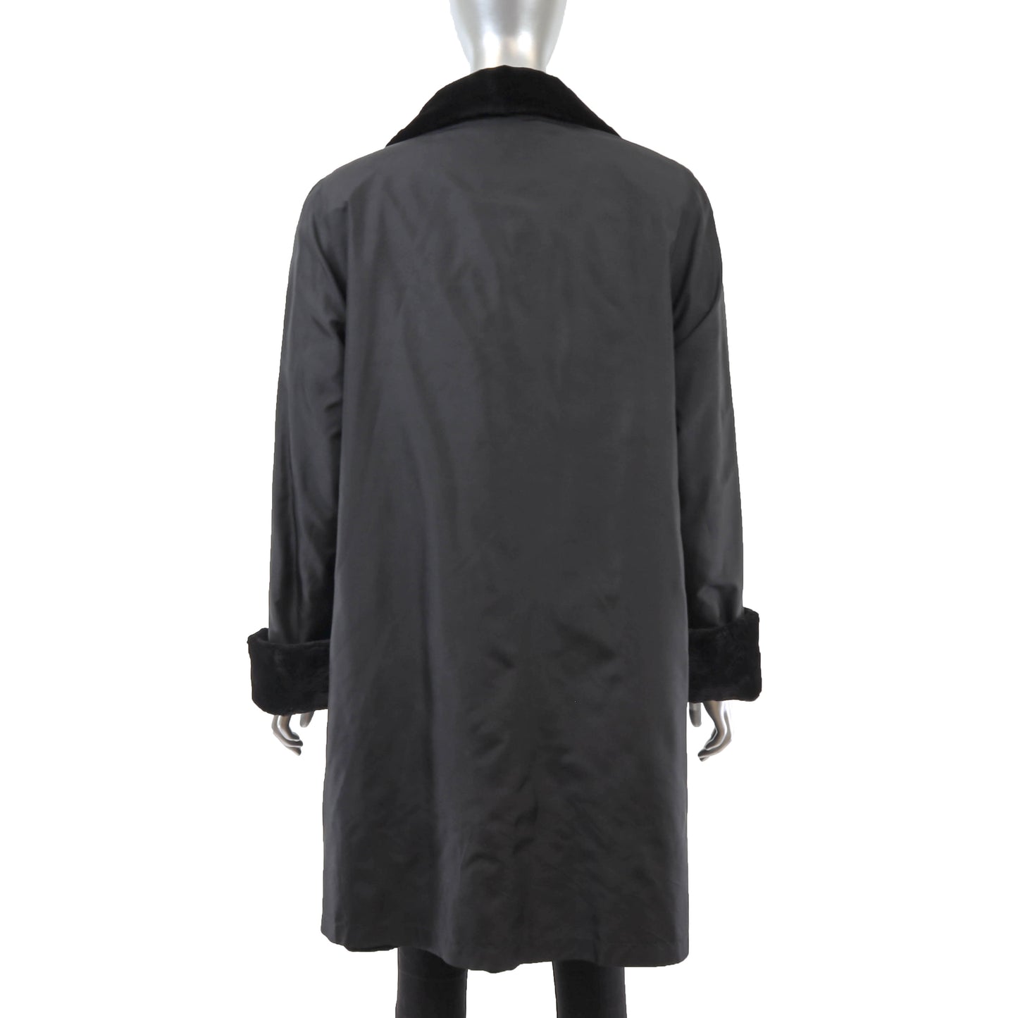 Black Sheared Mink Coat Reversible to Taffeta- Size L