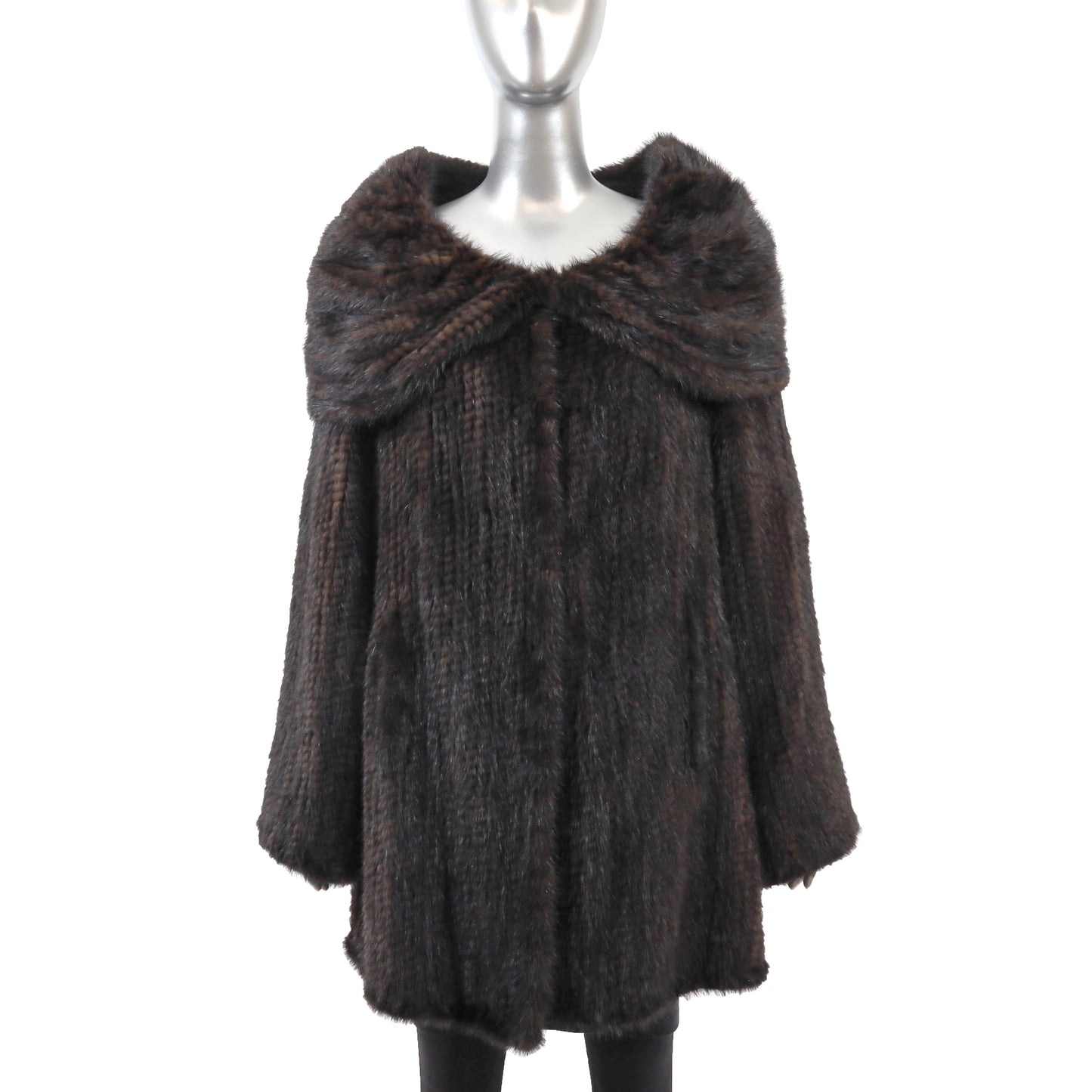Brown Knitted Mink 3/4 Coat- Size XL