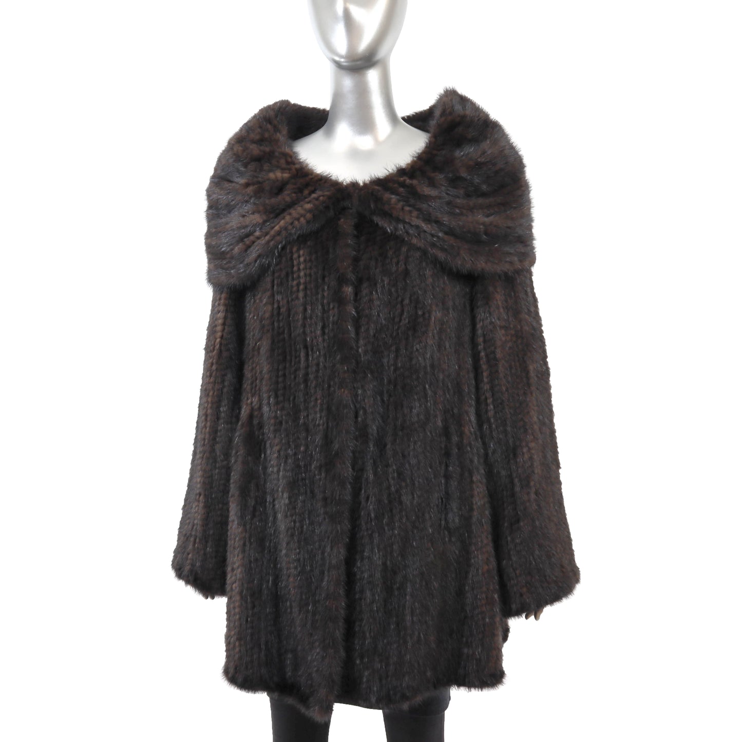 Brown Knitted Mink 3/4 Coat- Size XL
