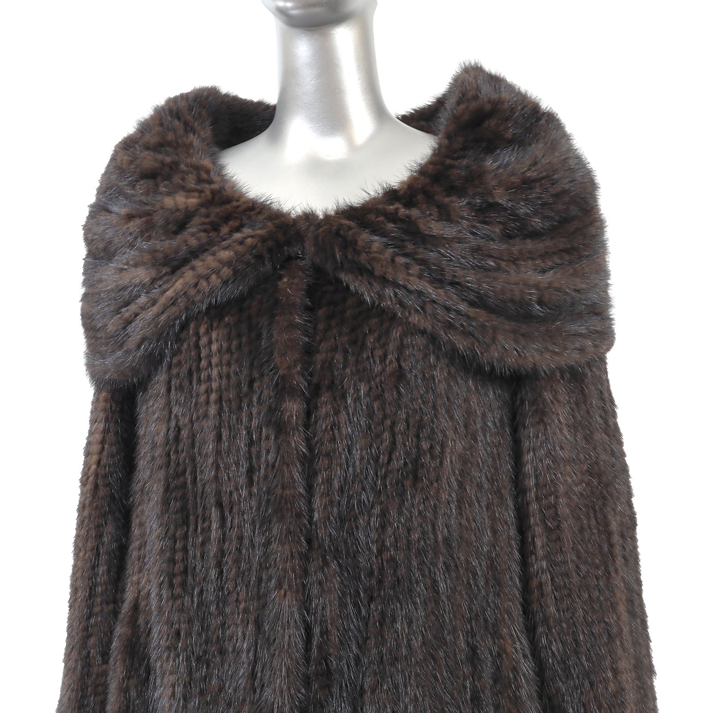 Brown Knitted Mink 3/4 Coat- Size XL