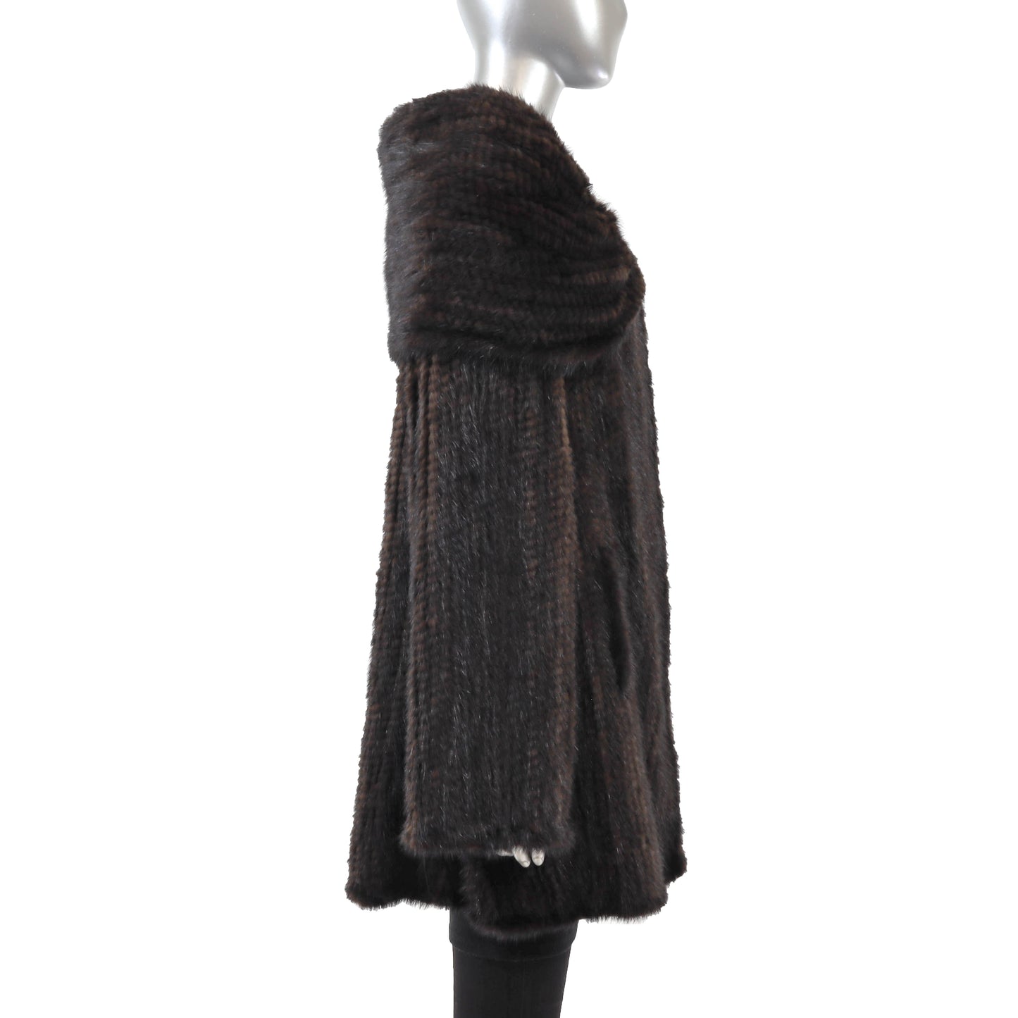Brown Knitted Mink 3/4 Coat- Size XL