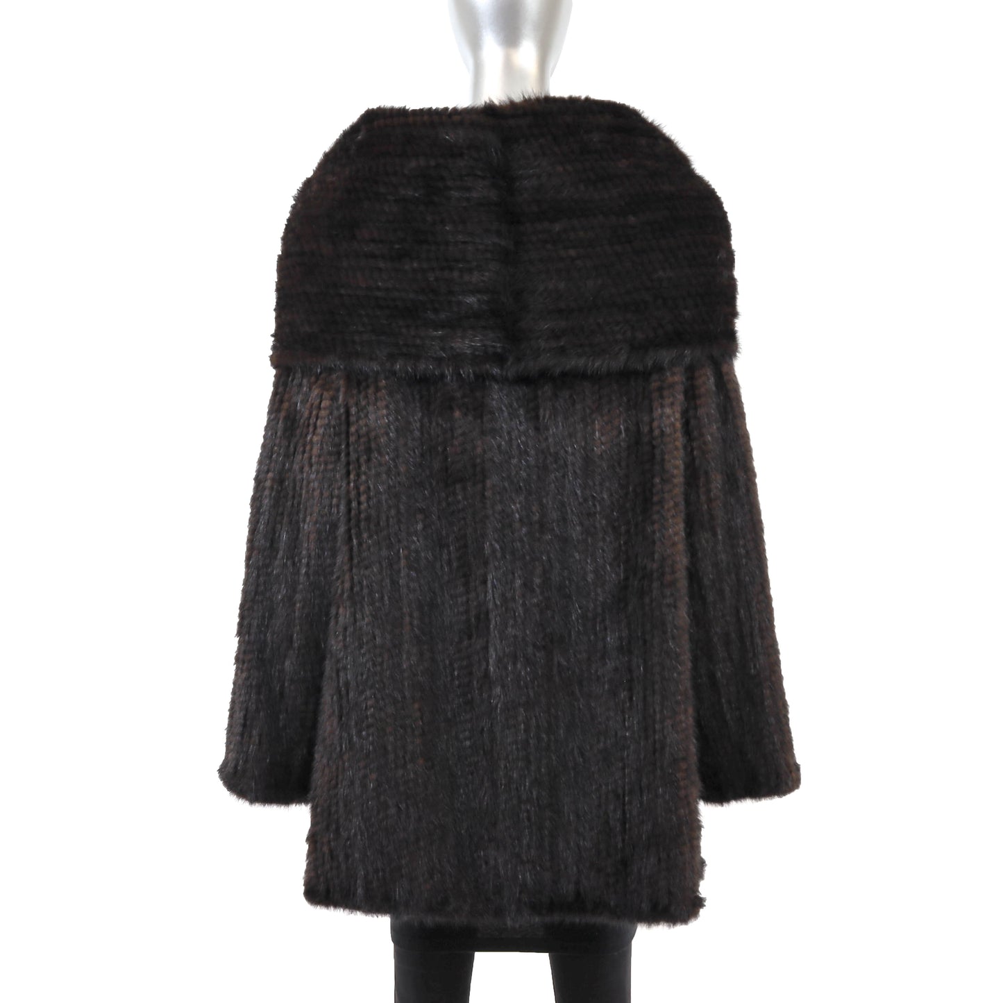 Brown Knitted Mink 3/4 Coat- Size XL