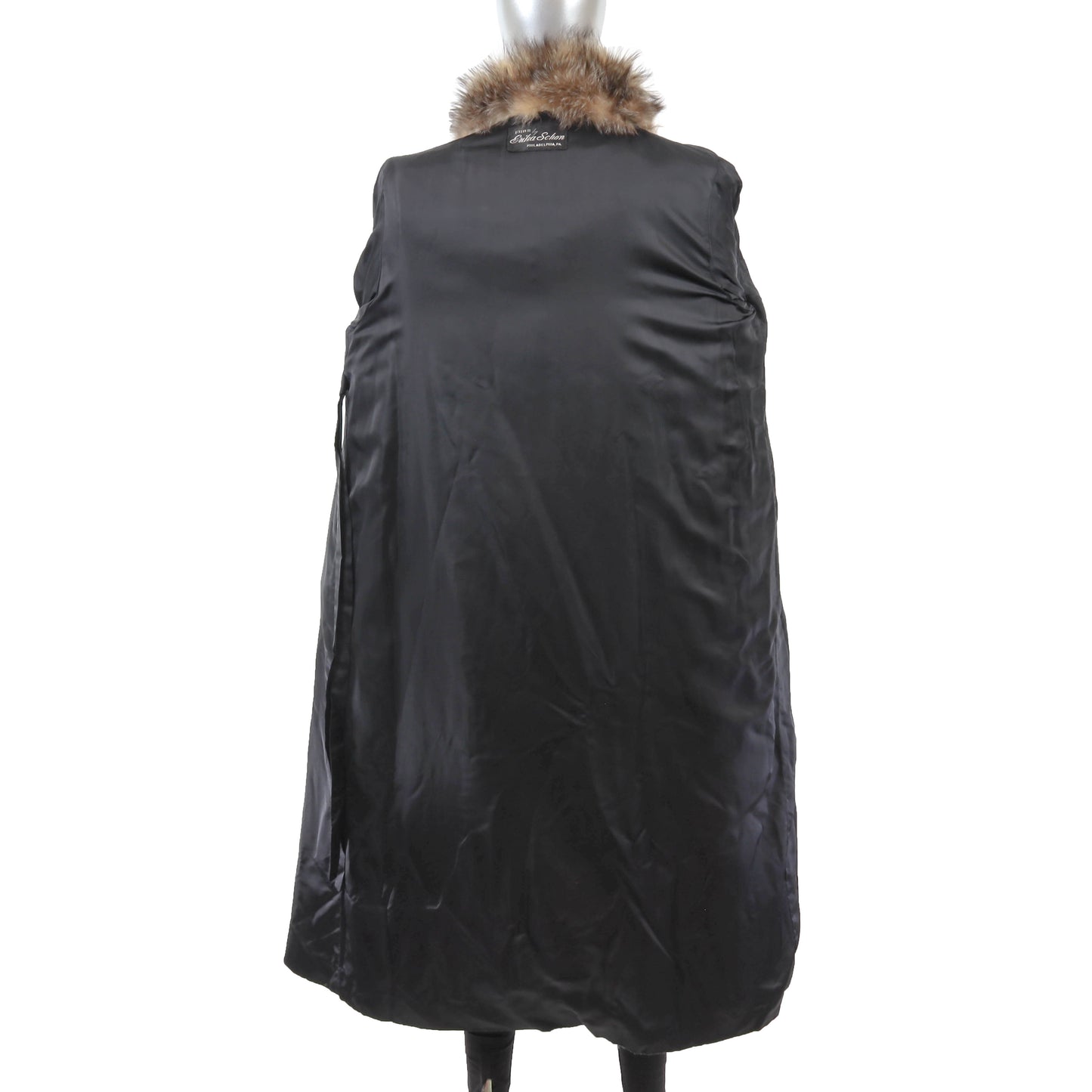 Dark Brown Mink Coat with Fox Tuxedo- Size L