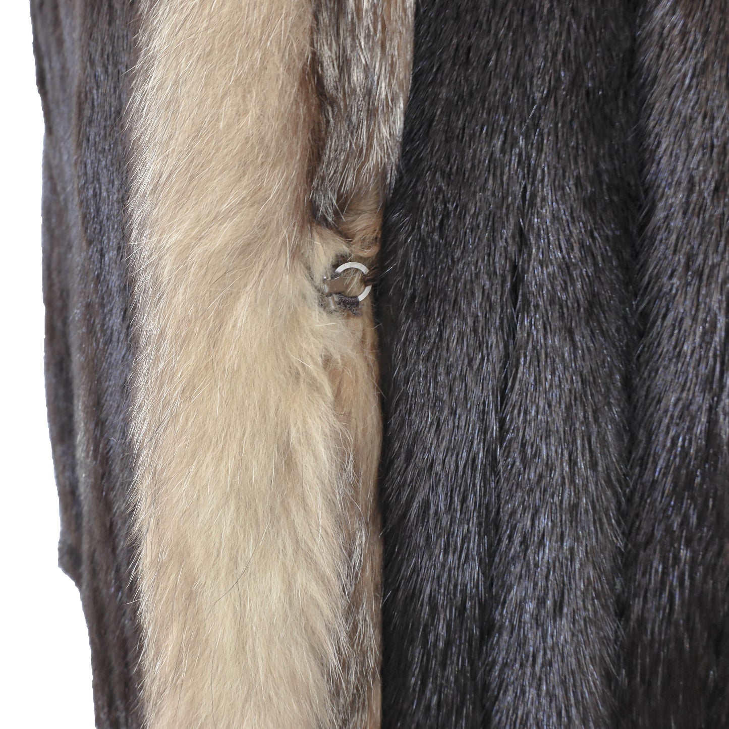 Dark Brown Mink Coat with Fox Tuxedo- Size L
