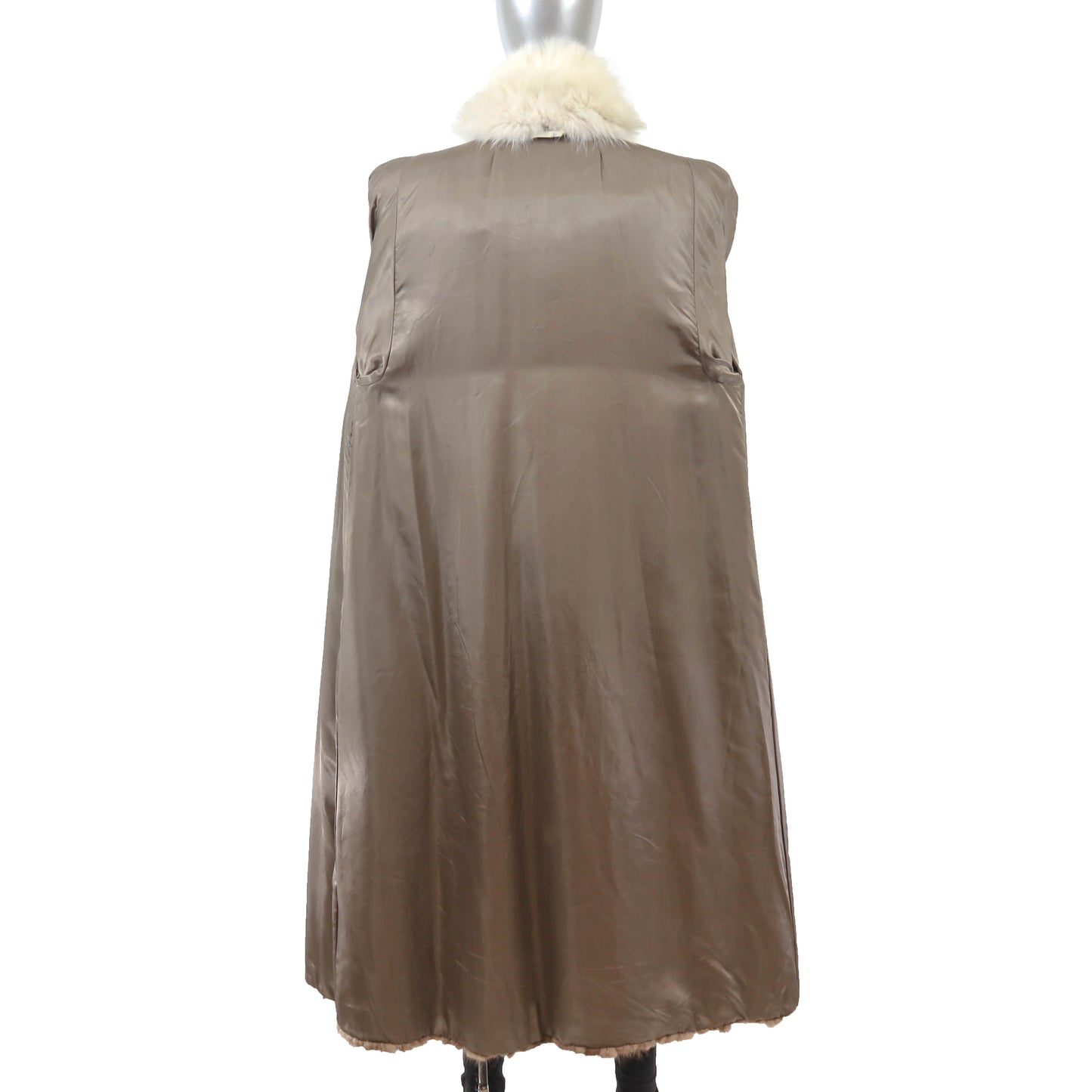 Light Brown Section Mink Coat with Fox Tuxedo- Size M