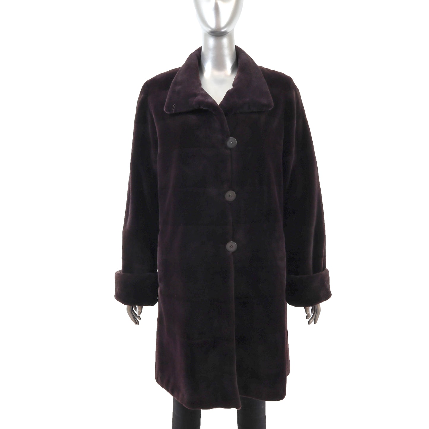 Neiman Marcus Eggplant Sheared Reversible Mink Coat- Size L