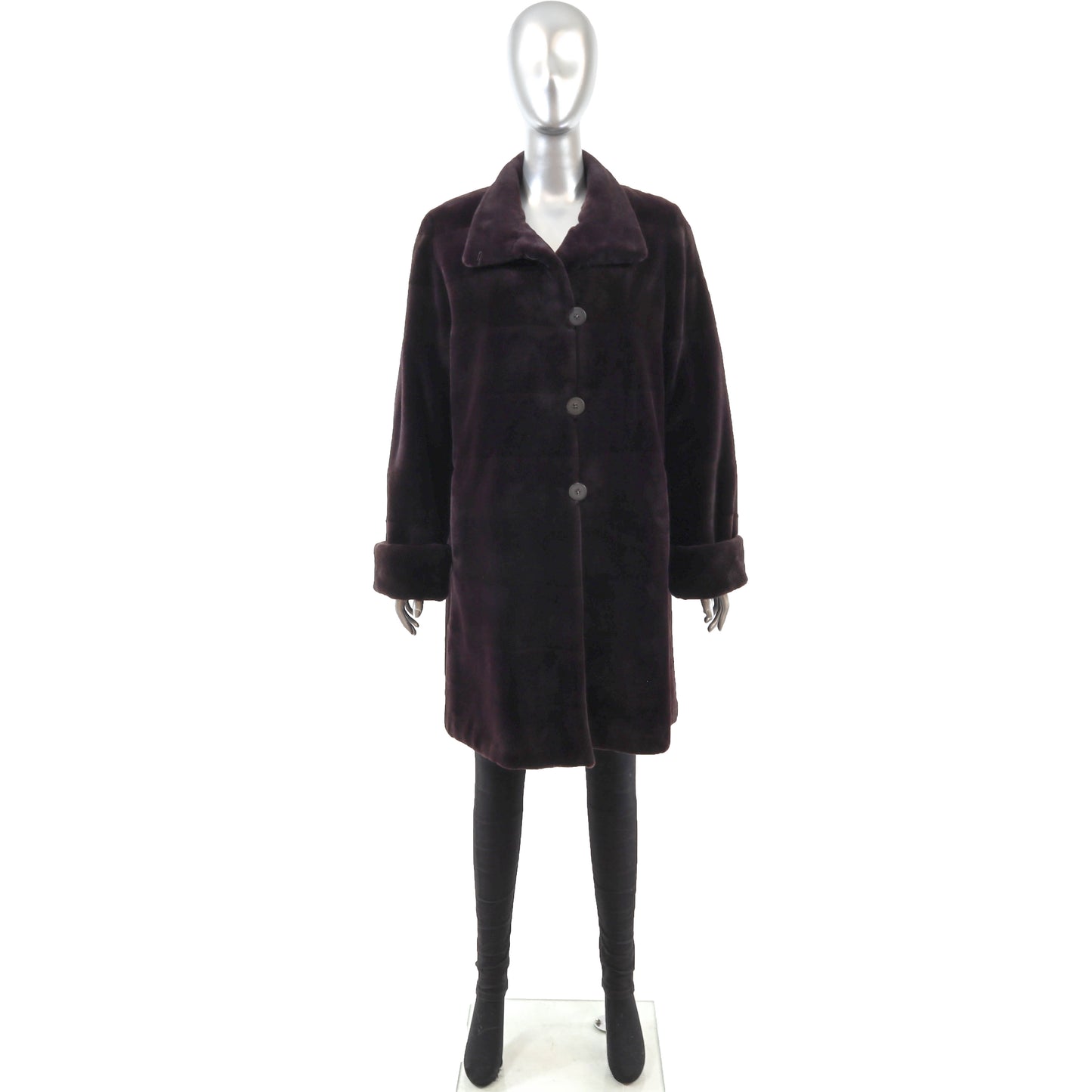 Neiman Marcus Eggplant Sheared Reversible Mink Coat- Size L