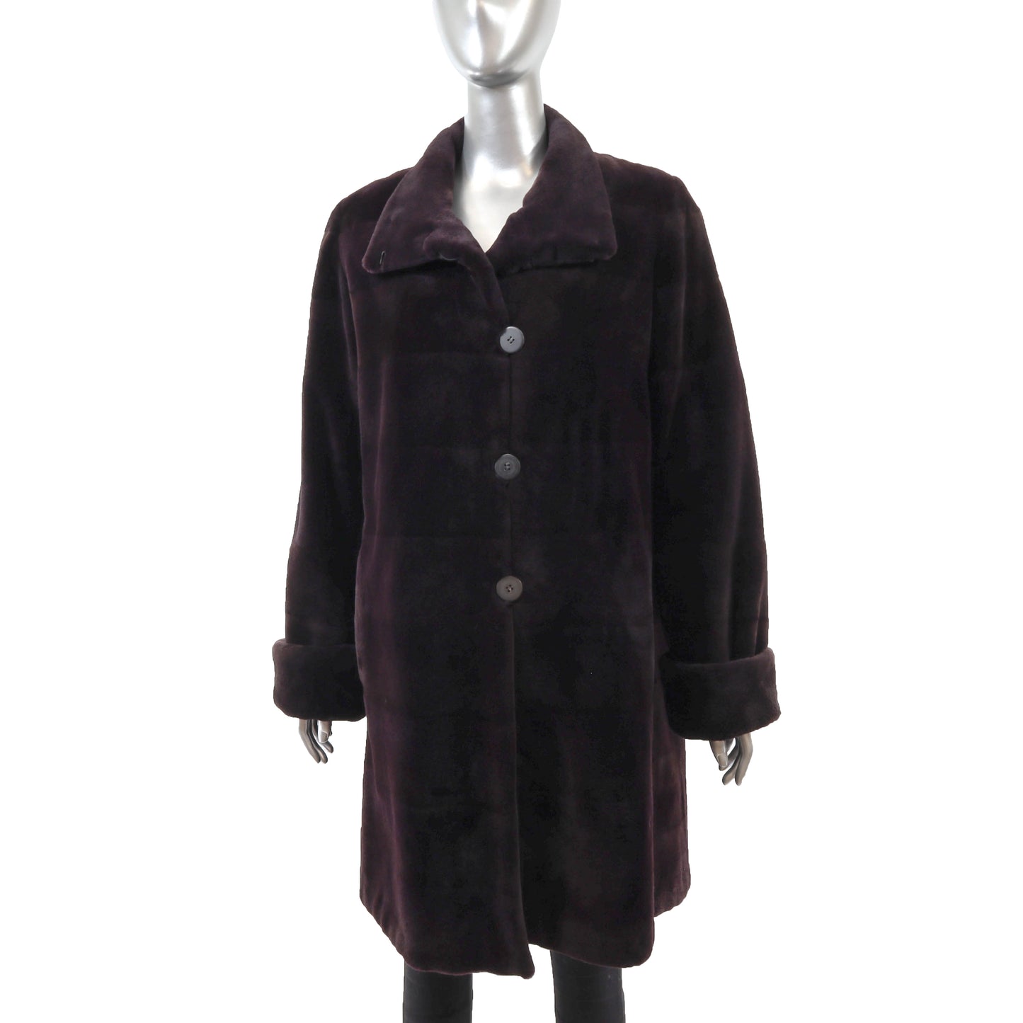Neiman Marcus Eggplant Sheared Reversible Mink Coat- Size L