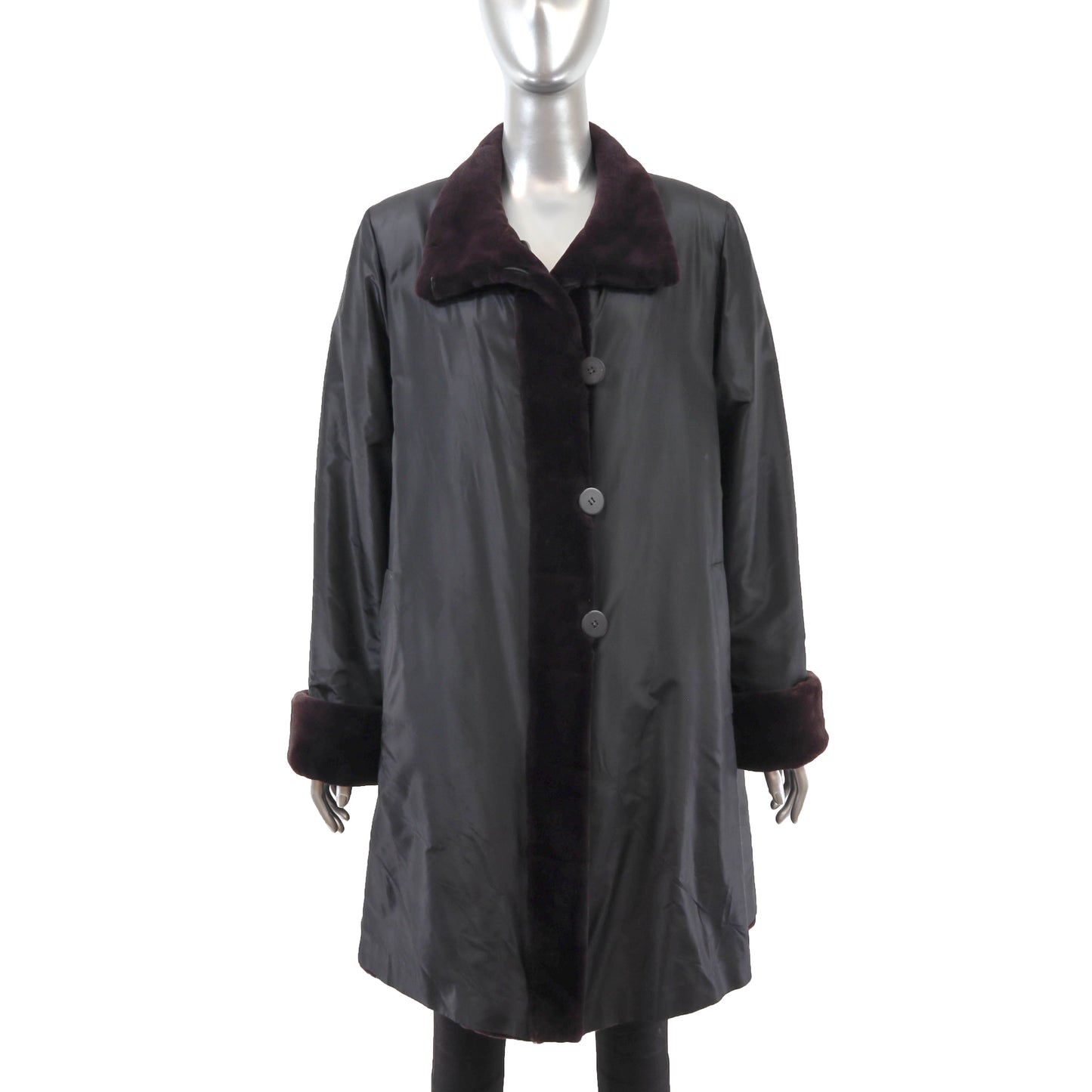 Neiman Marcus Eggplant Sheared Reversible Mink Coat- Size L
