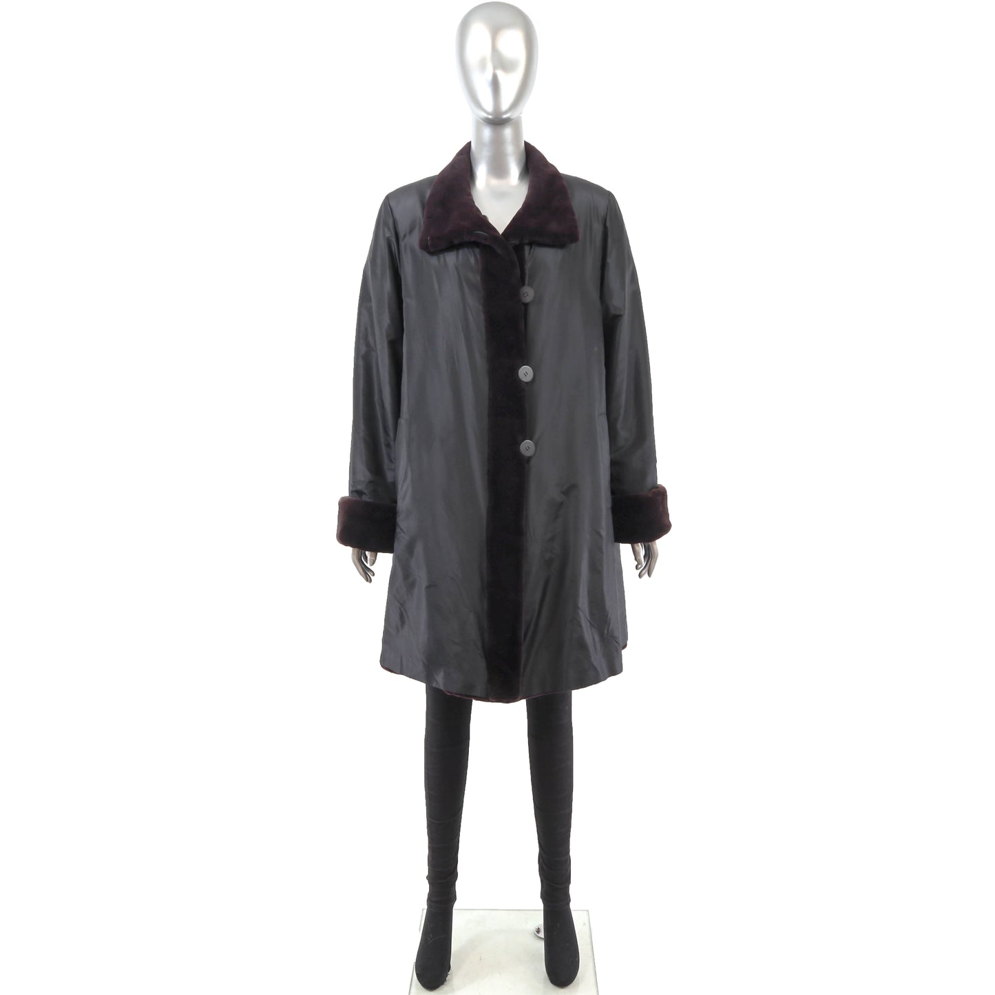 Neiman Marcus Eggplant Sheared Reversible Mink Coat- Size L
