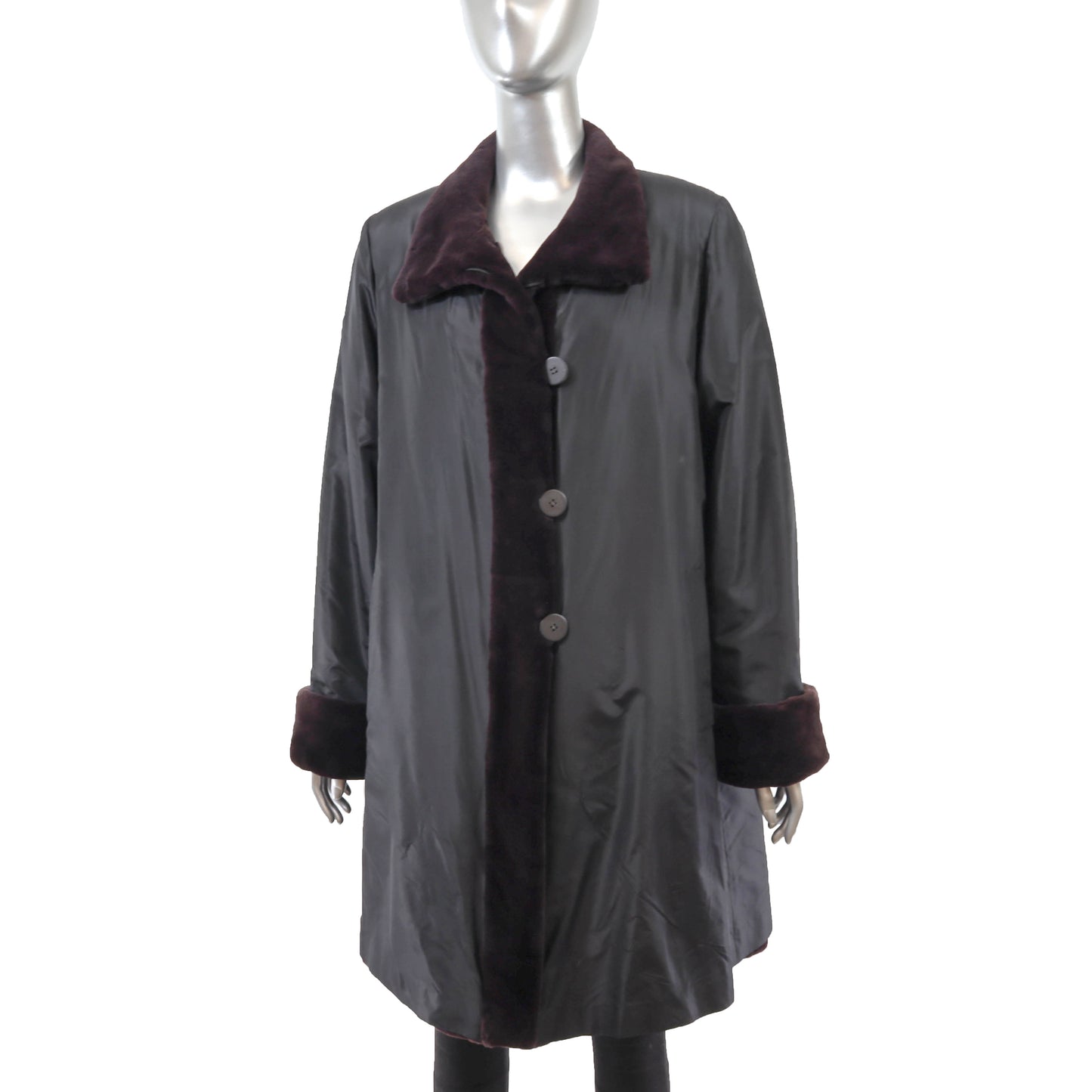 Neiman Marcus Eggplant Sheared Reversible Mink Coat- Size L