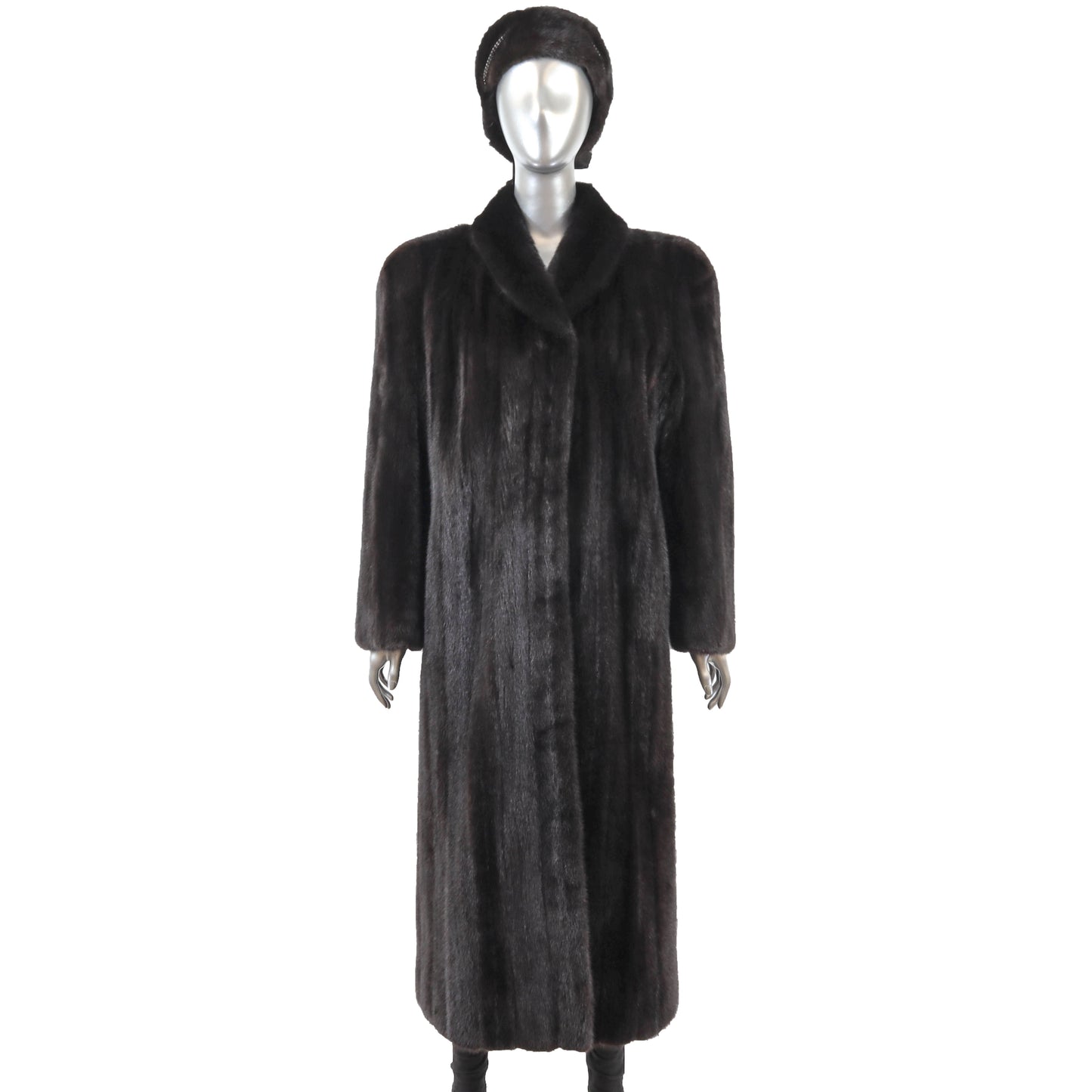 Black Mink Coat with Matching Hat- Size M