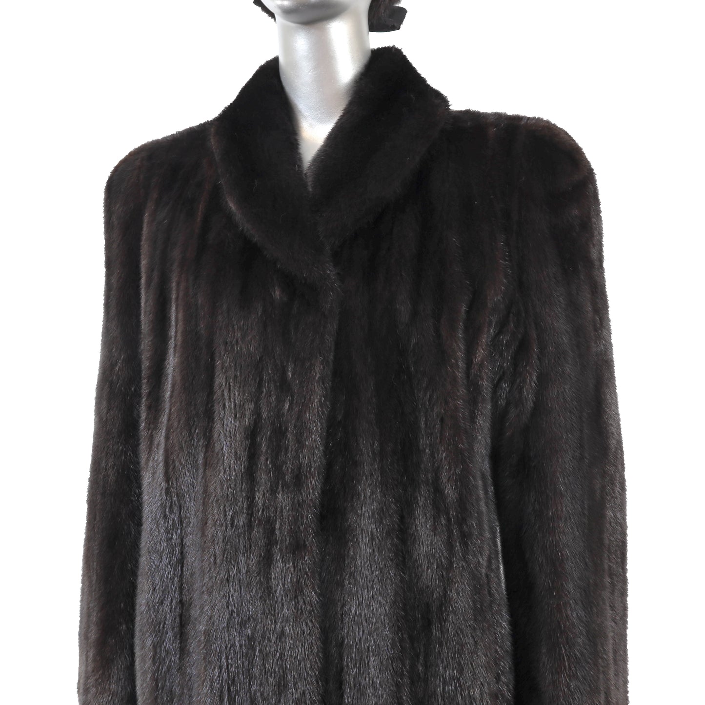 Black Mink Coat with Matching Hat- Size M