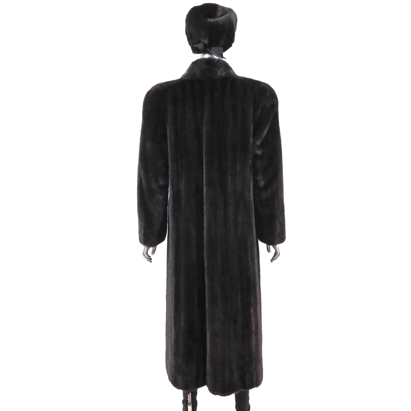 Black Mink Coat with Matching Hat- Size M