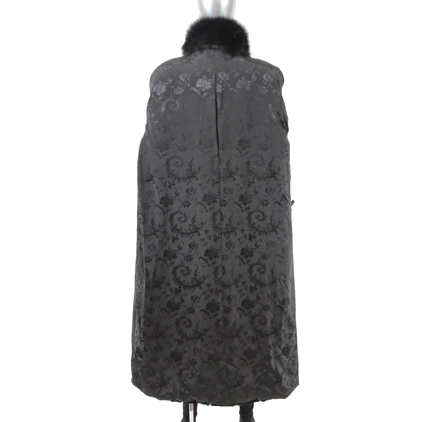 Black Mink Coat with Fox Tuxedo- Size XL