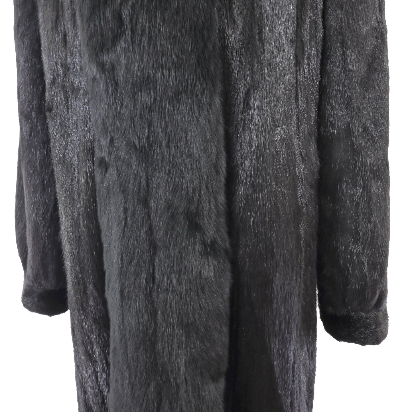Black Mink Coat with Fox Tuxedo- Size XL