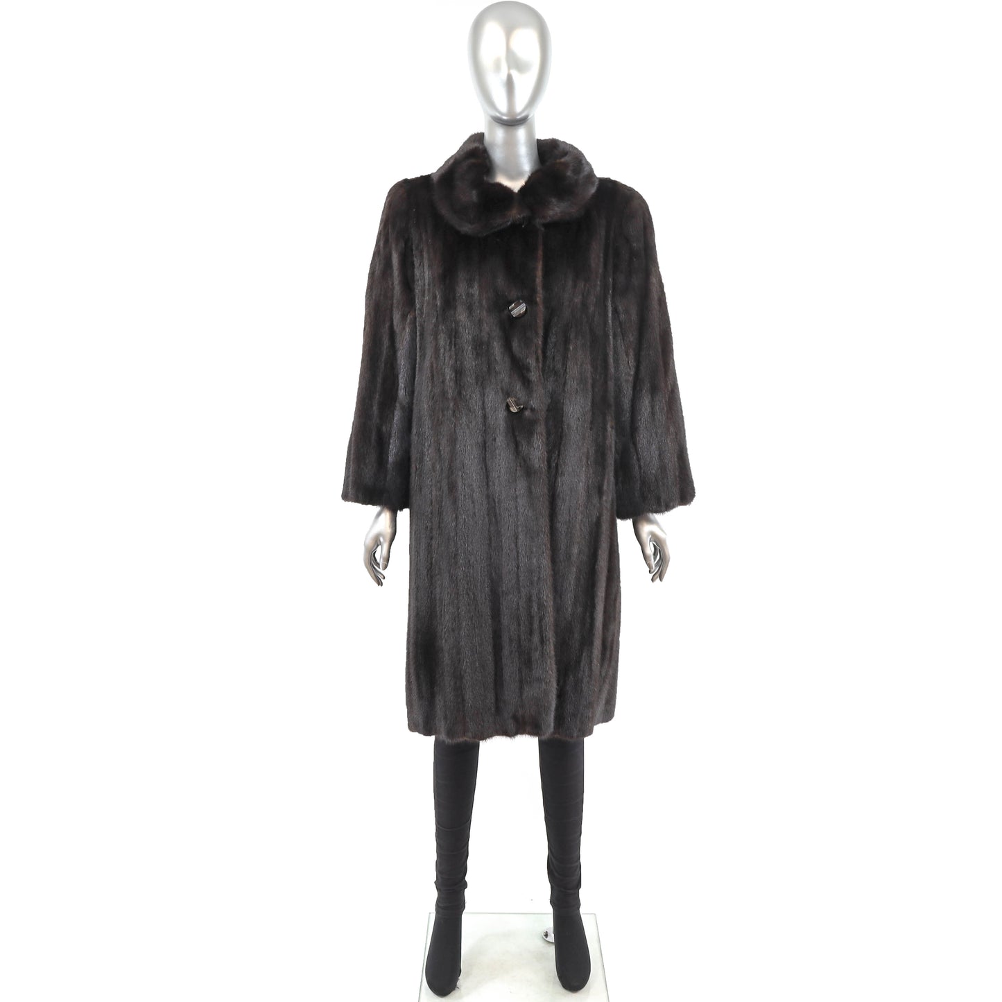 Dark Brown Mink 7/8 Coat- Size M