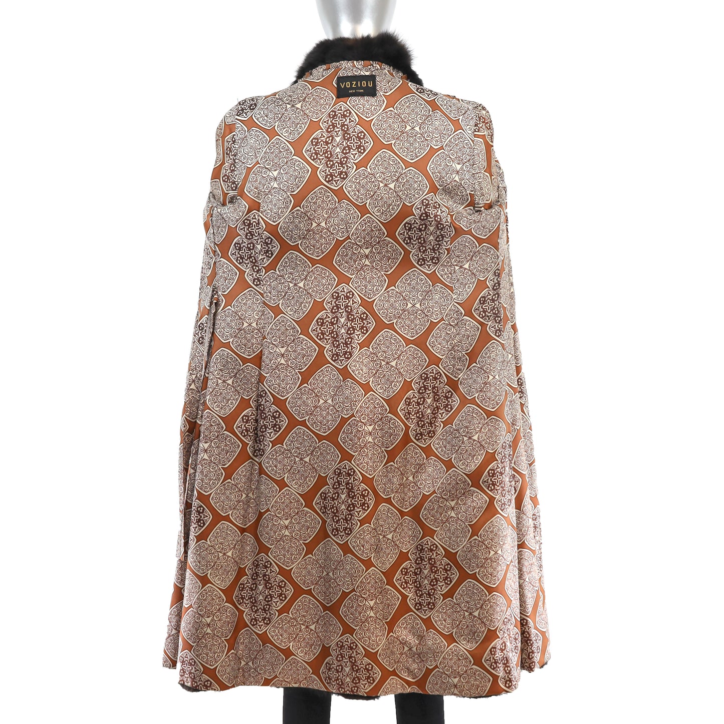 Dark Brown Mink Coat with Sable Collar and Cuffs- Size S