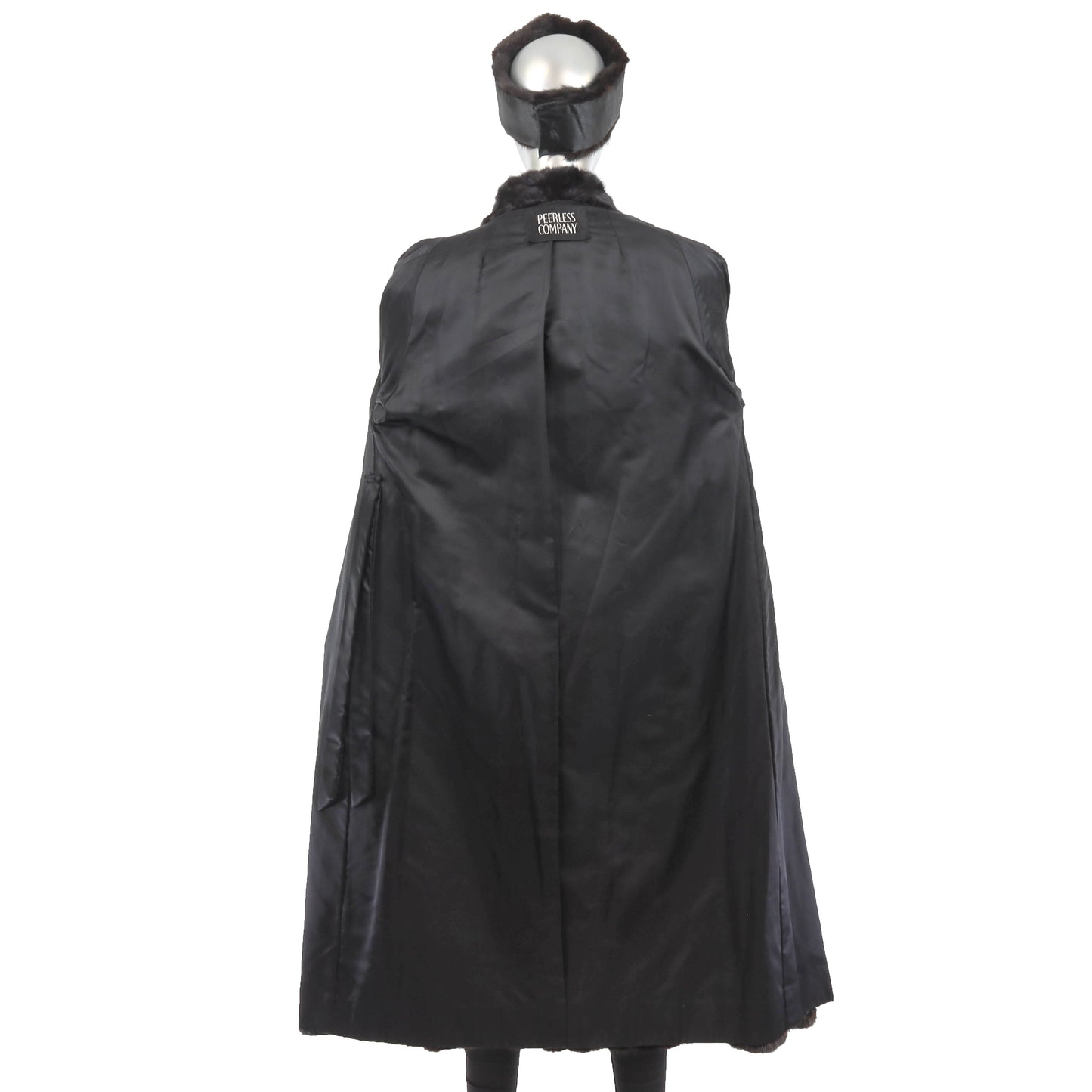 Black Mink Coat with Headband and Earmuffs- Size M