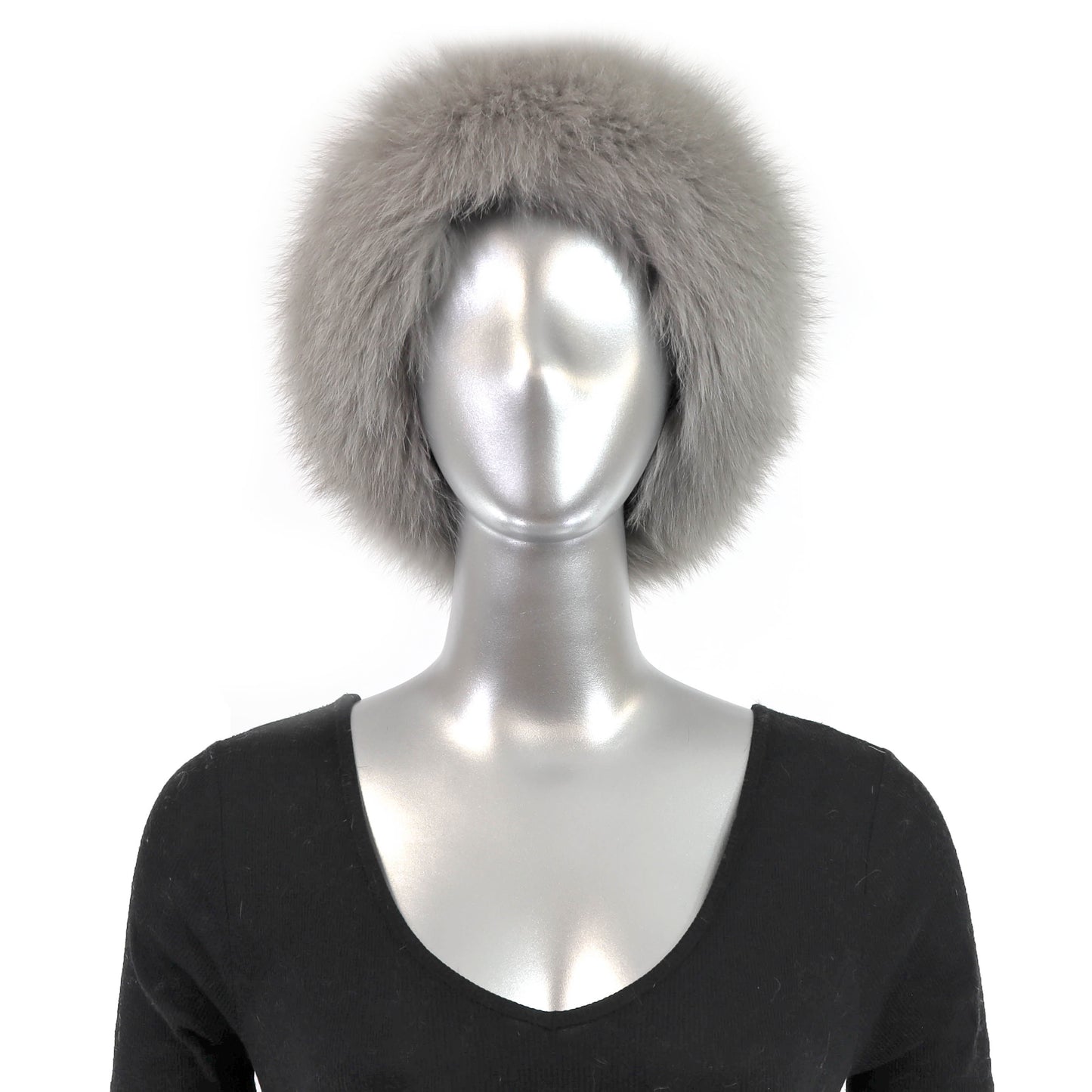 Grey Mink Hat with Fox- Size Free