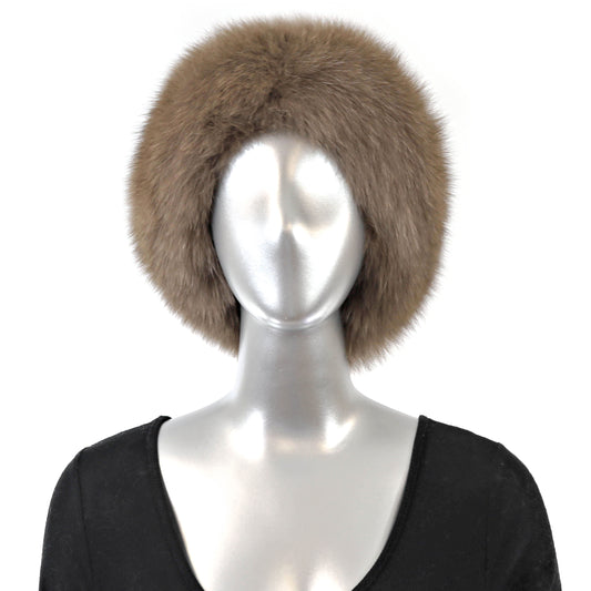 Brown Mink Hat with Fox- Size Free