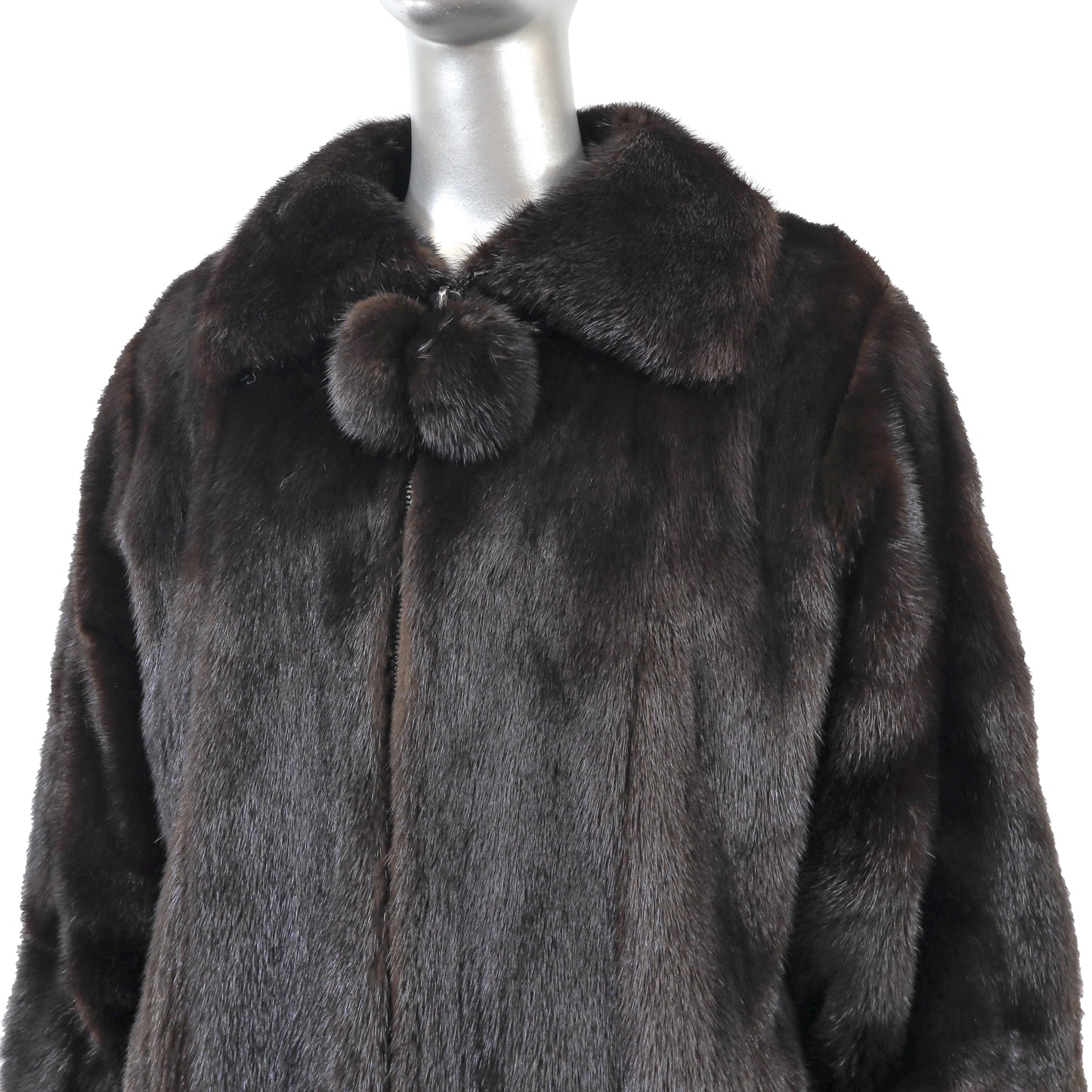 Black Mink Bomber Jacket- Size L