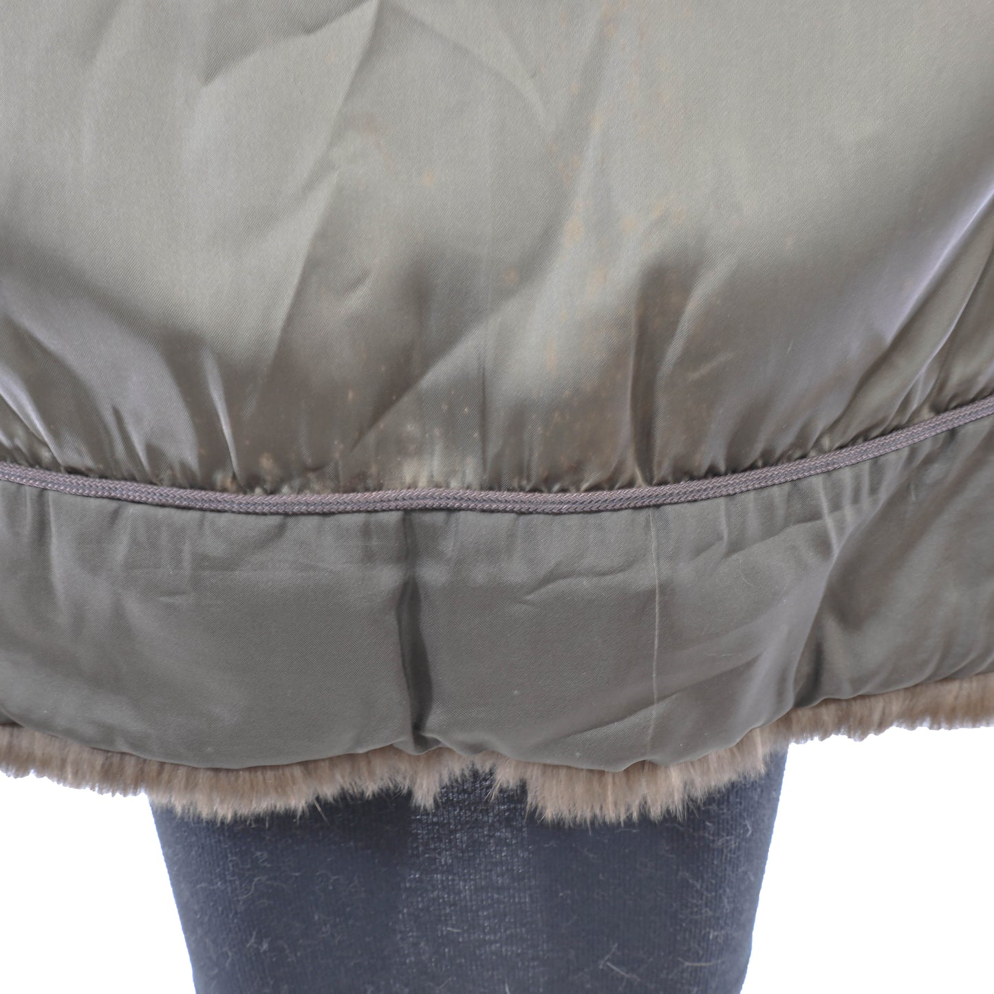 Brown Corded Mink Jacket with Fox Tuxedo- Size S