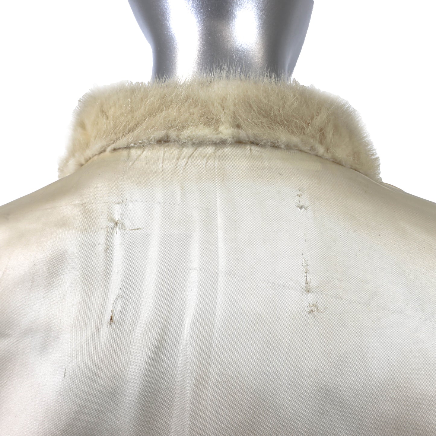 Beige Mink and Leather Jacket- Size L