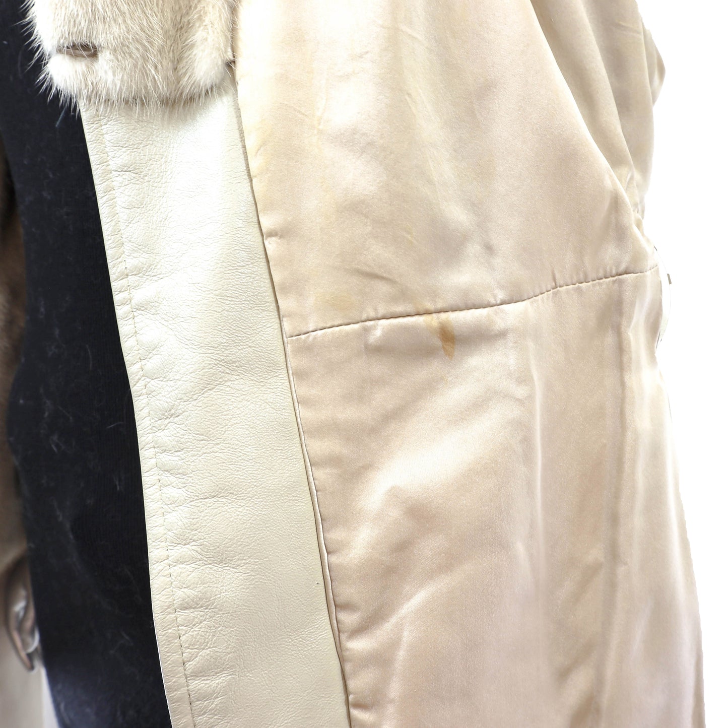 Pastel Mink Jacket with Leather and Collar- Size M
