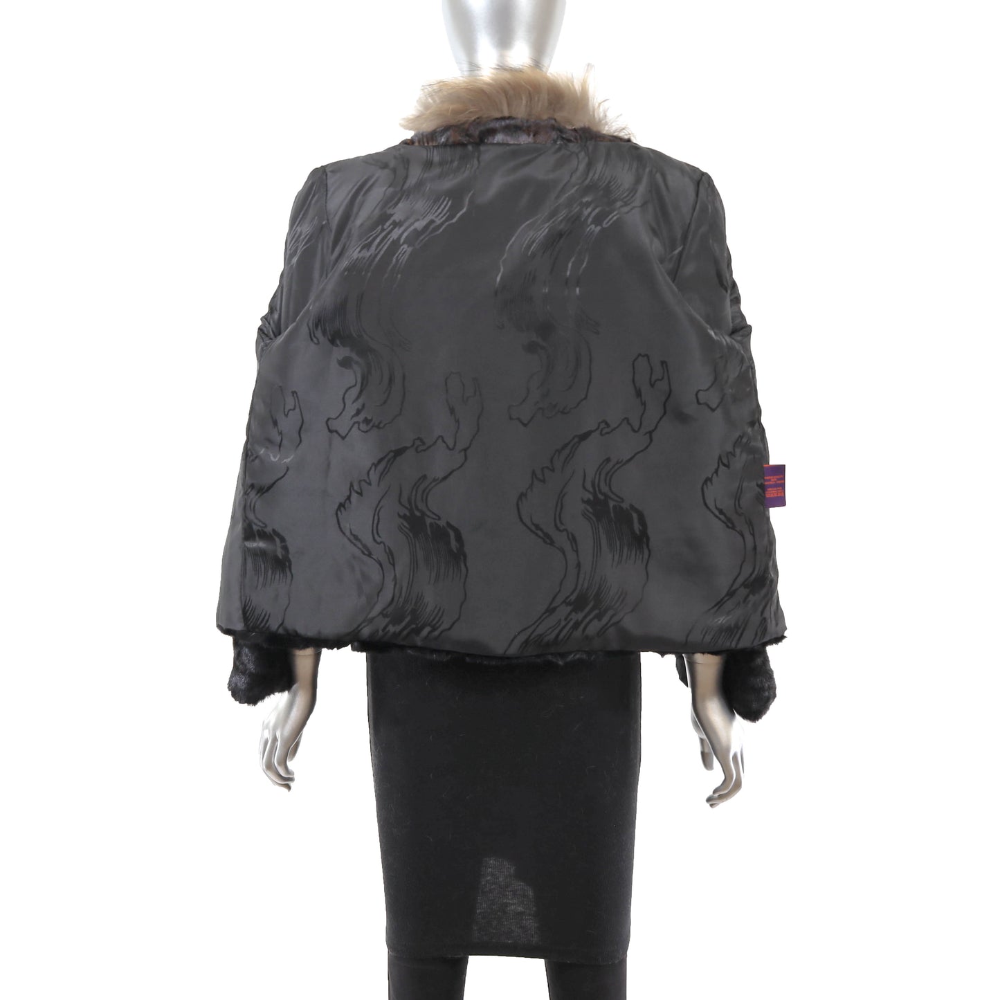 Black Section Mink Jacket with Raccoon Tuxedo- Size S-M