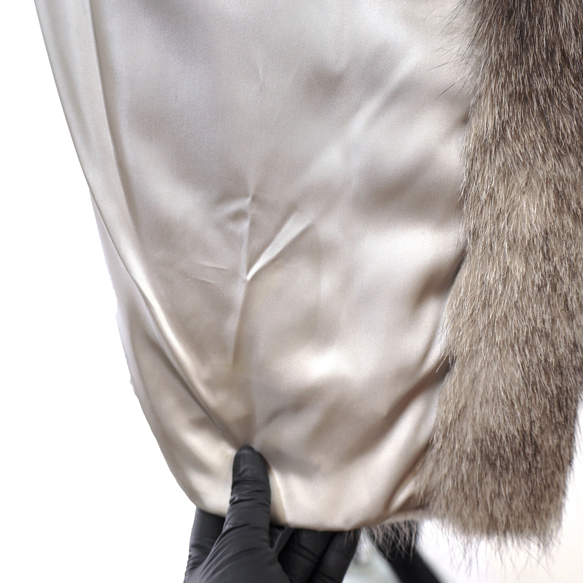 Grey Mink Jacket with Fox Tuxedo- Size L