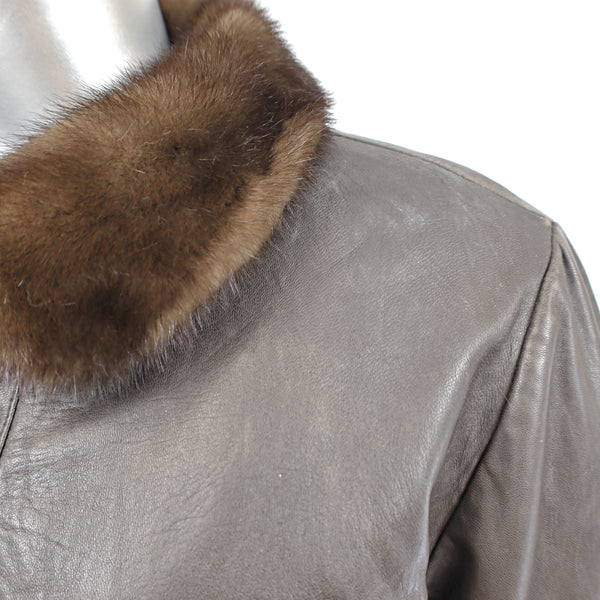 Lunaraine Mink Jacket Reversible to Leather- Size M