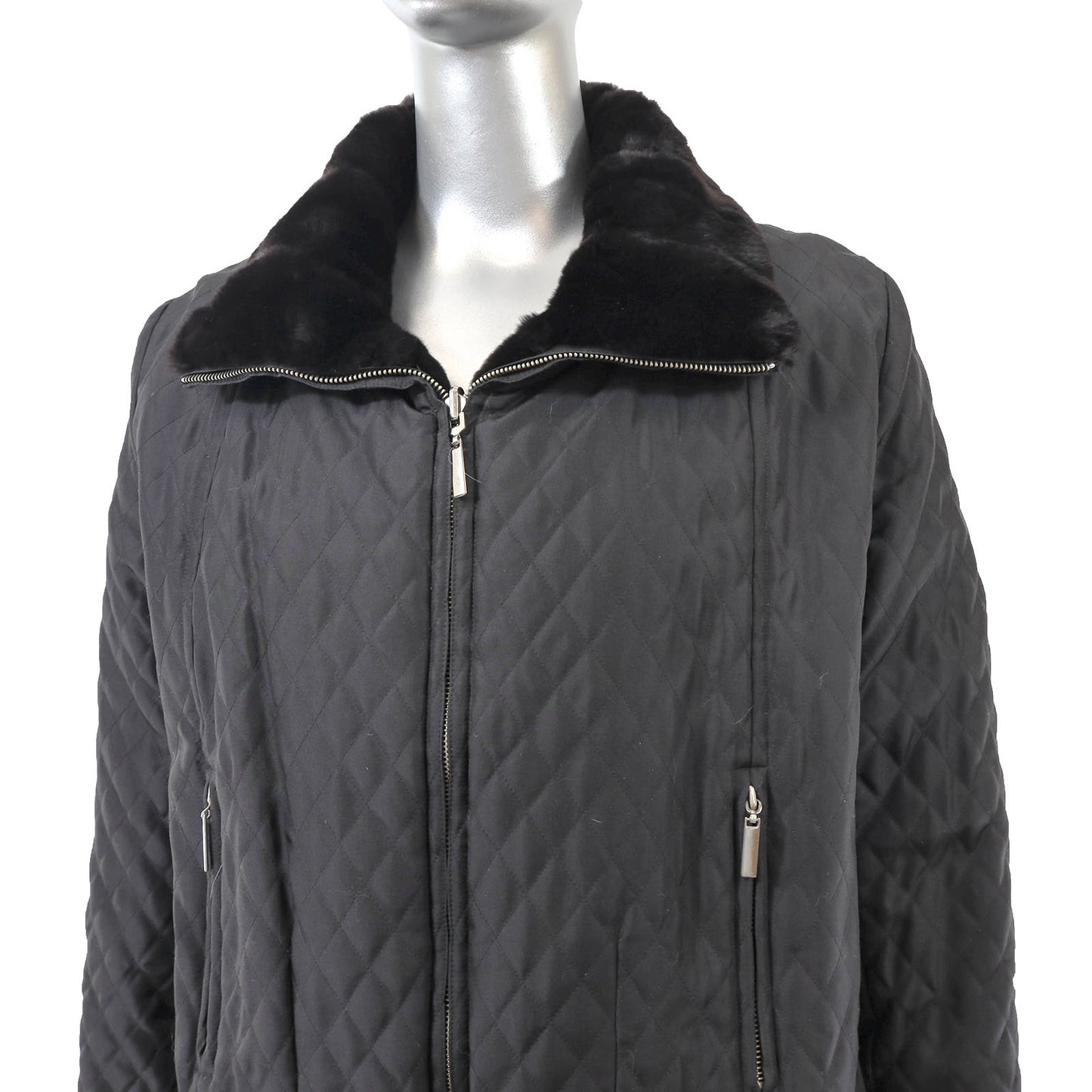 Black Reversible Plucked Mink Jacket- Size S