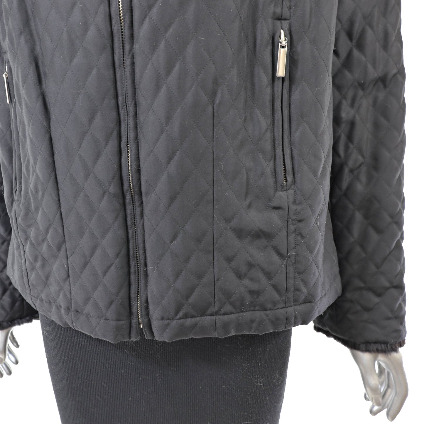 Black Reversible Plucked Mink Jacket- Size S