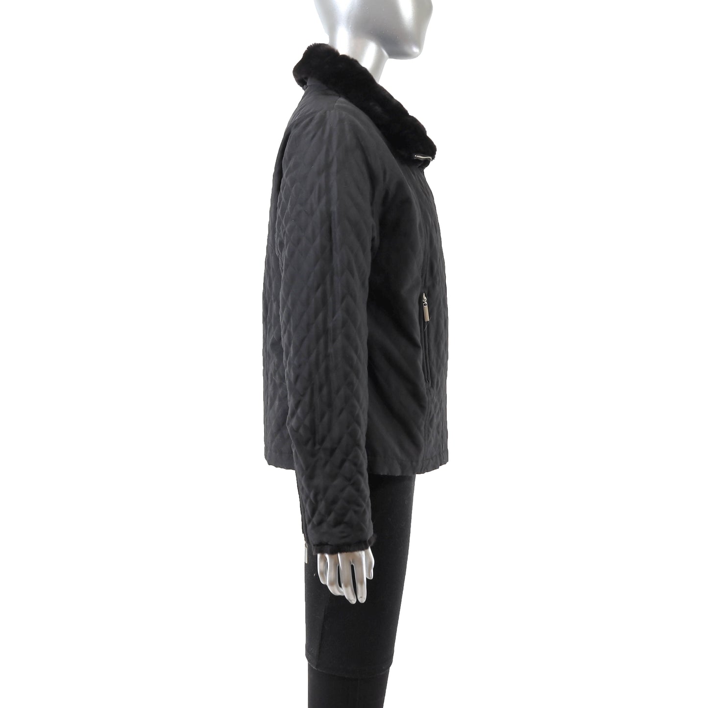 Black Reversible Plucked Mink Jacket- Size S